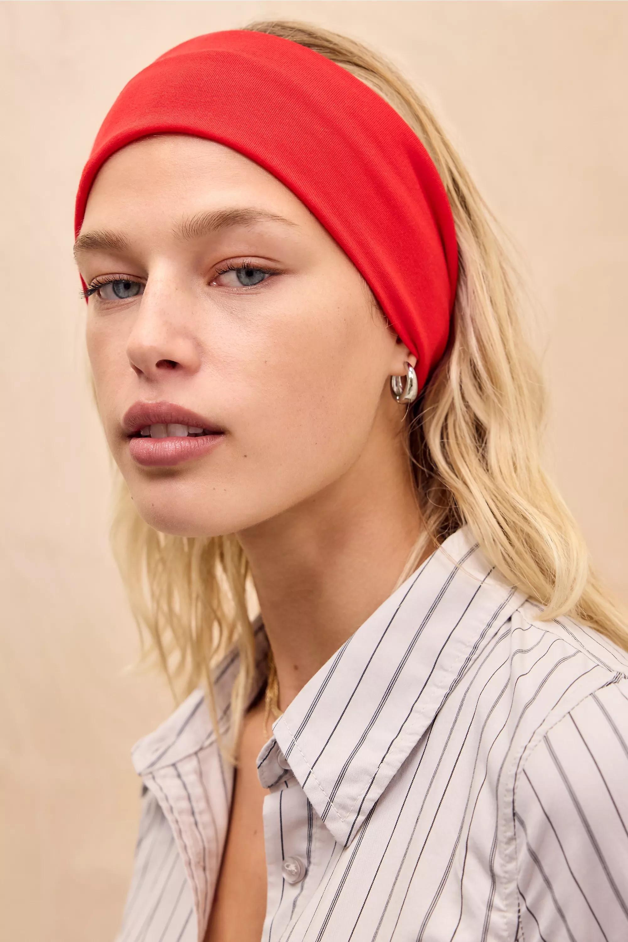 Red Wide Plain Headband, RED, large image number 1
