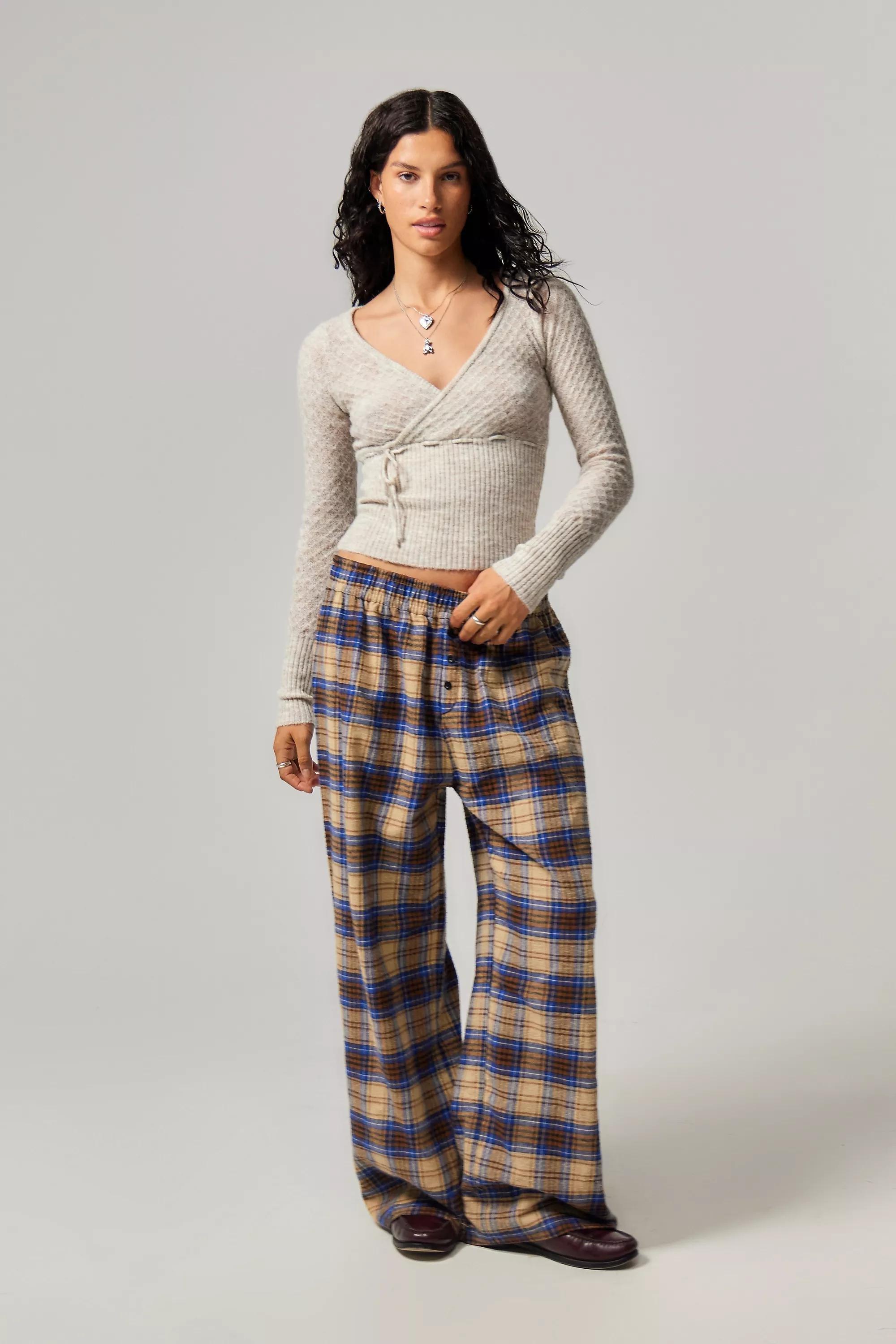 Cream Kimchi Blue Pointelle Wrap Top, , large image number 1