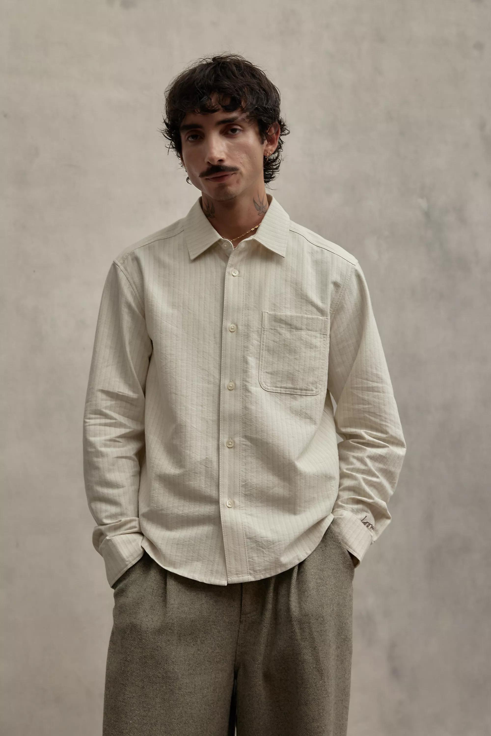 Beige Loom White Stripe Shirt, , large image number 1