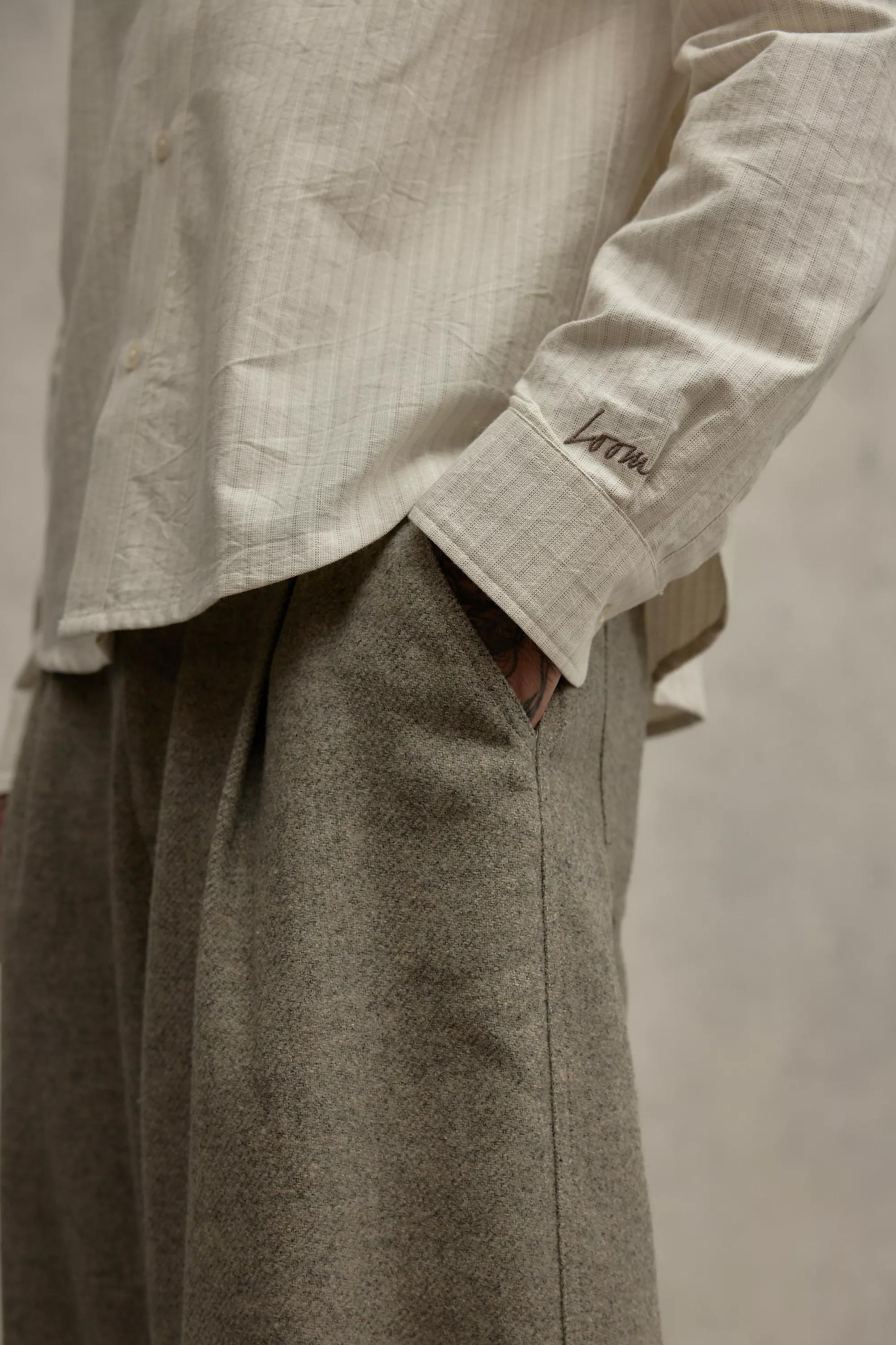 Beige Loom White Stripe Shirt, , large image number 5