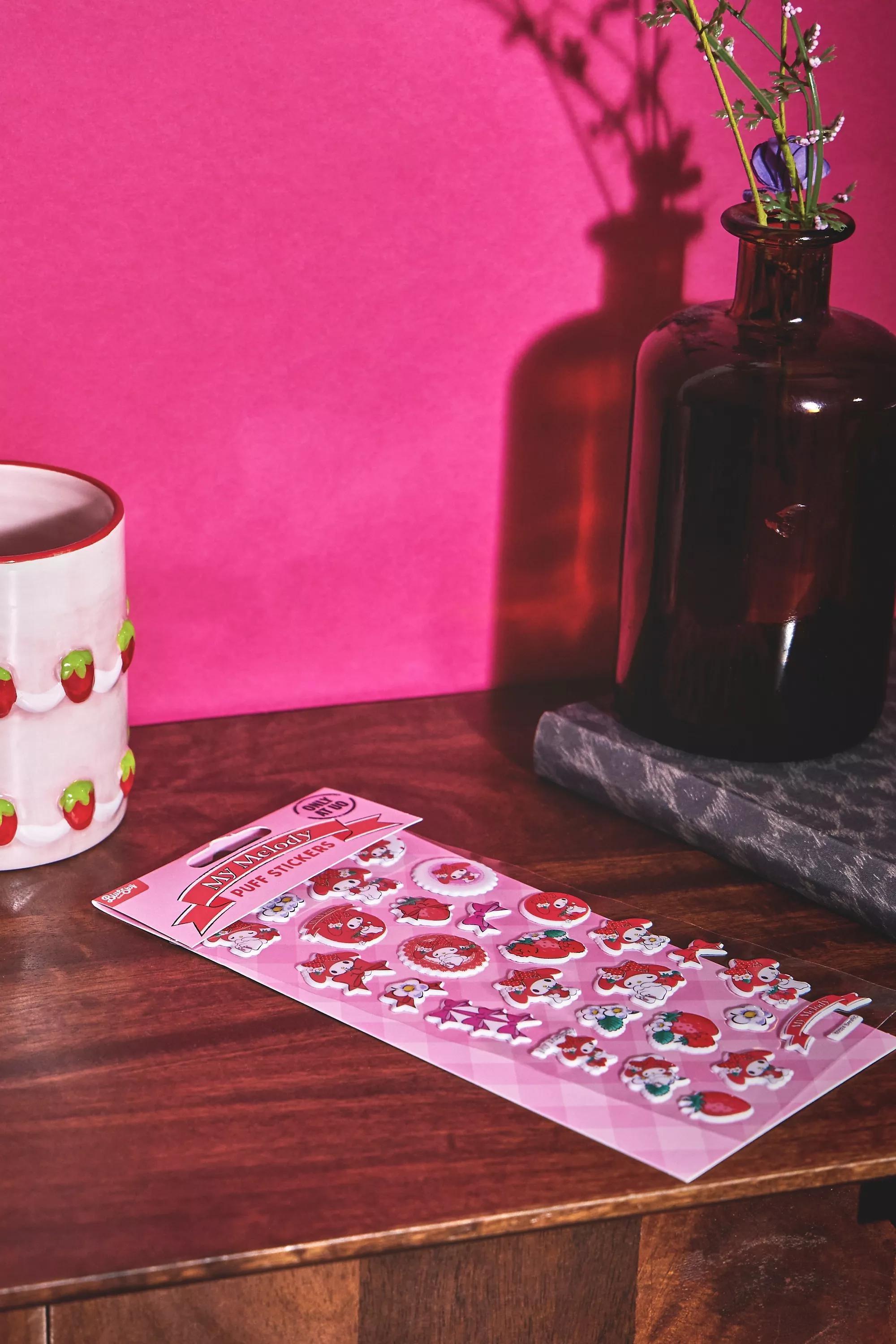 Pink Uo Exclusive My Melody Puff Stickers, PINK, large image number 0