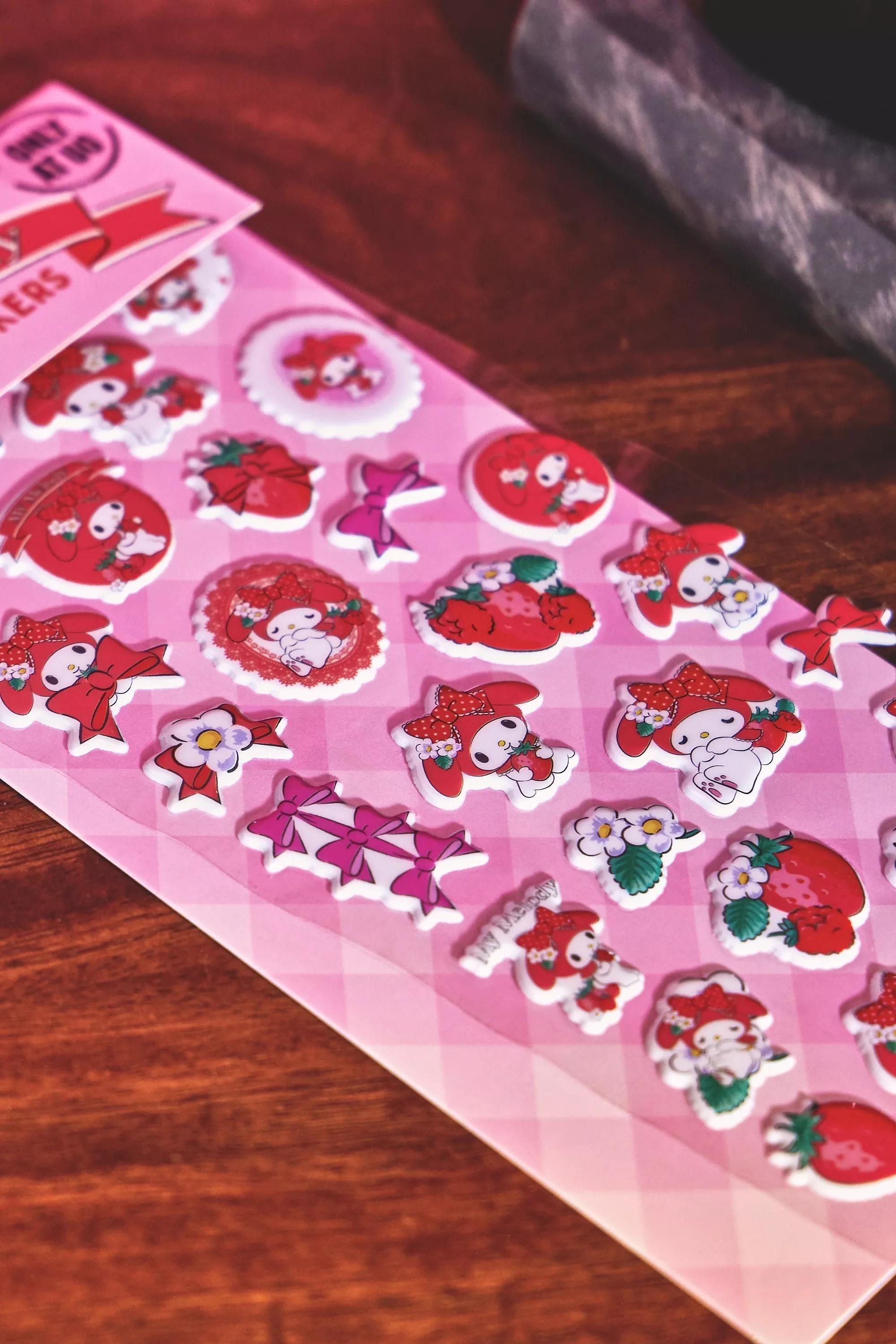 Pink Uo Exclusive My Melody Puff Stickers, PINK, large image number 1