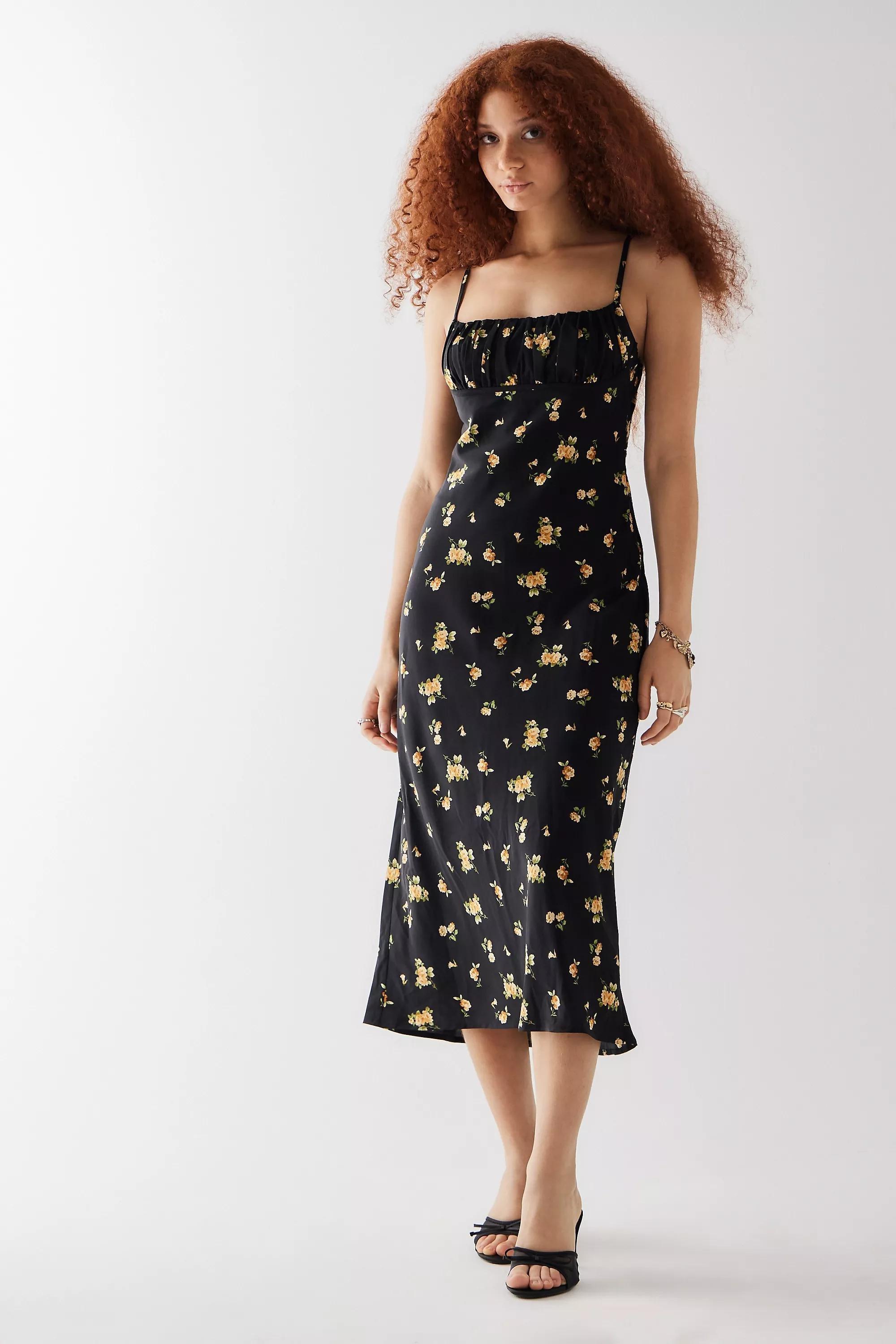 Black Kiss The Sky Uo Exclusive Valentina Ditsy Slip Midi Dress, , large image number 0