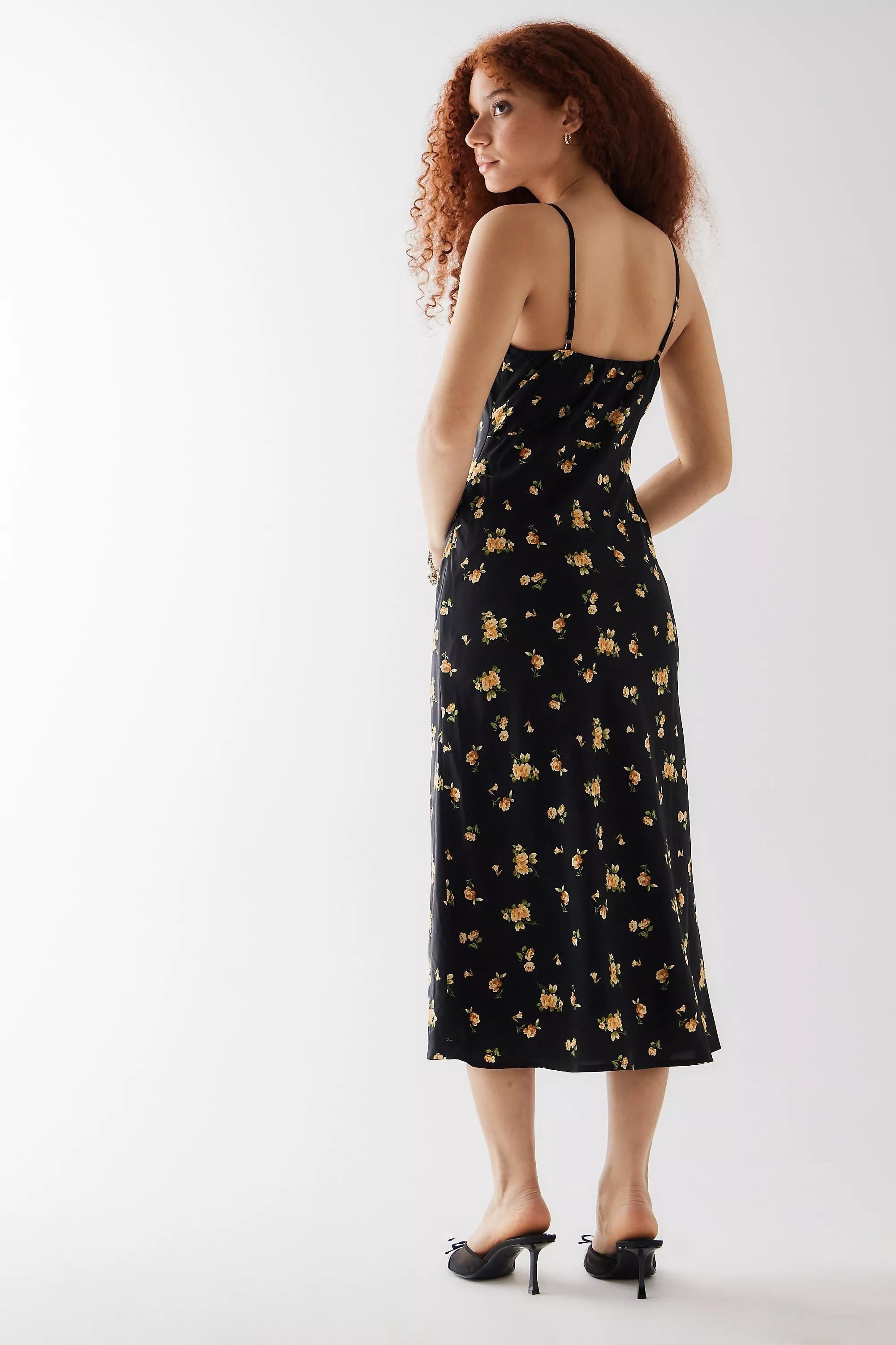 Black Kiss The Sky Uo Exclusive Valentina Ditsy Slip Midi Dress, , large image number 3