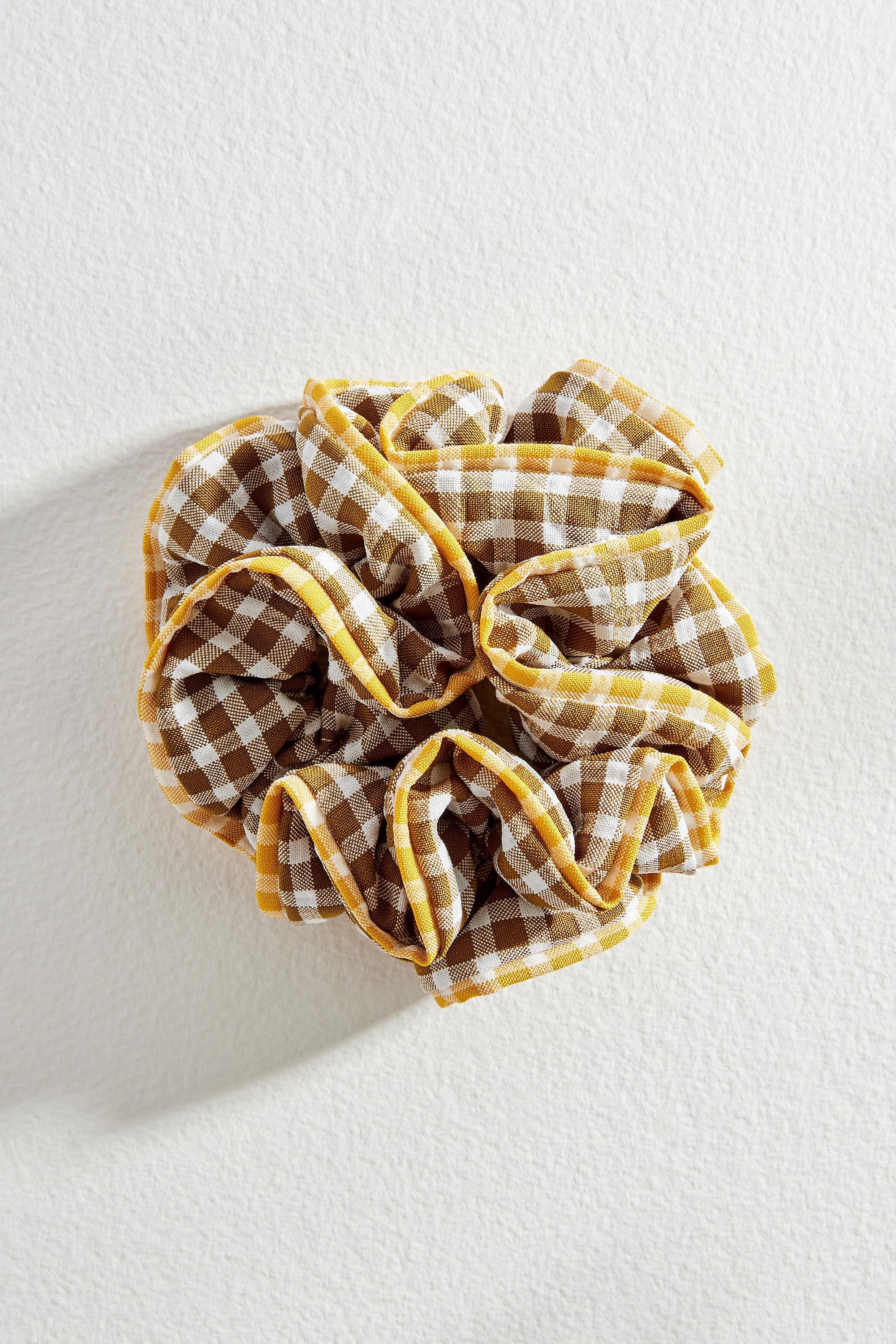 Yellow Gingham Scrunchie, YEL, large image number 0