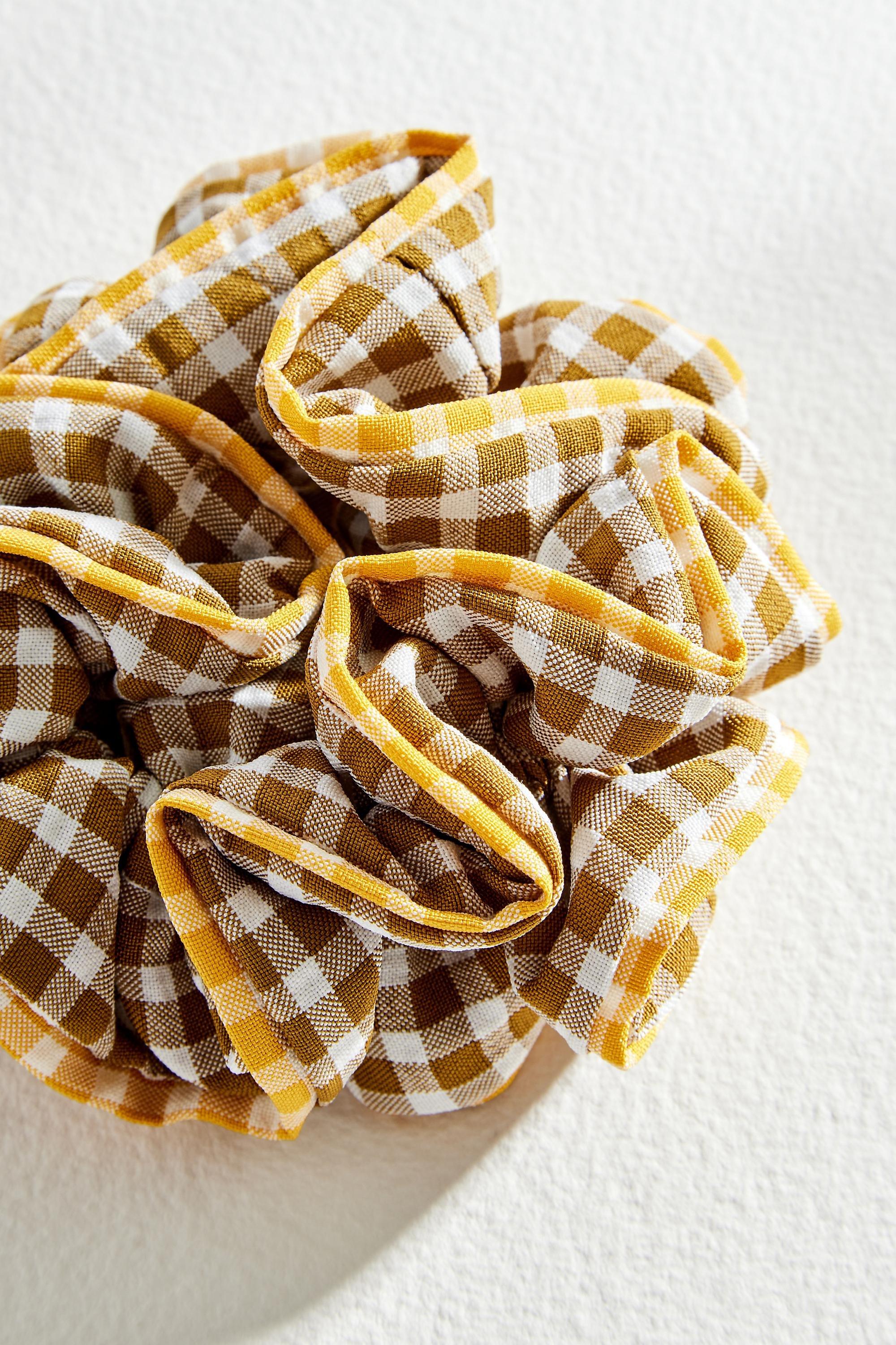 Yellow Gingham Scrunchie, YEL, large image number 2
