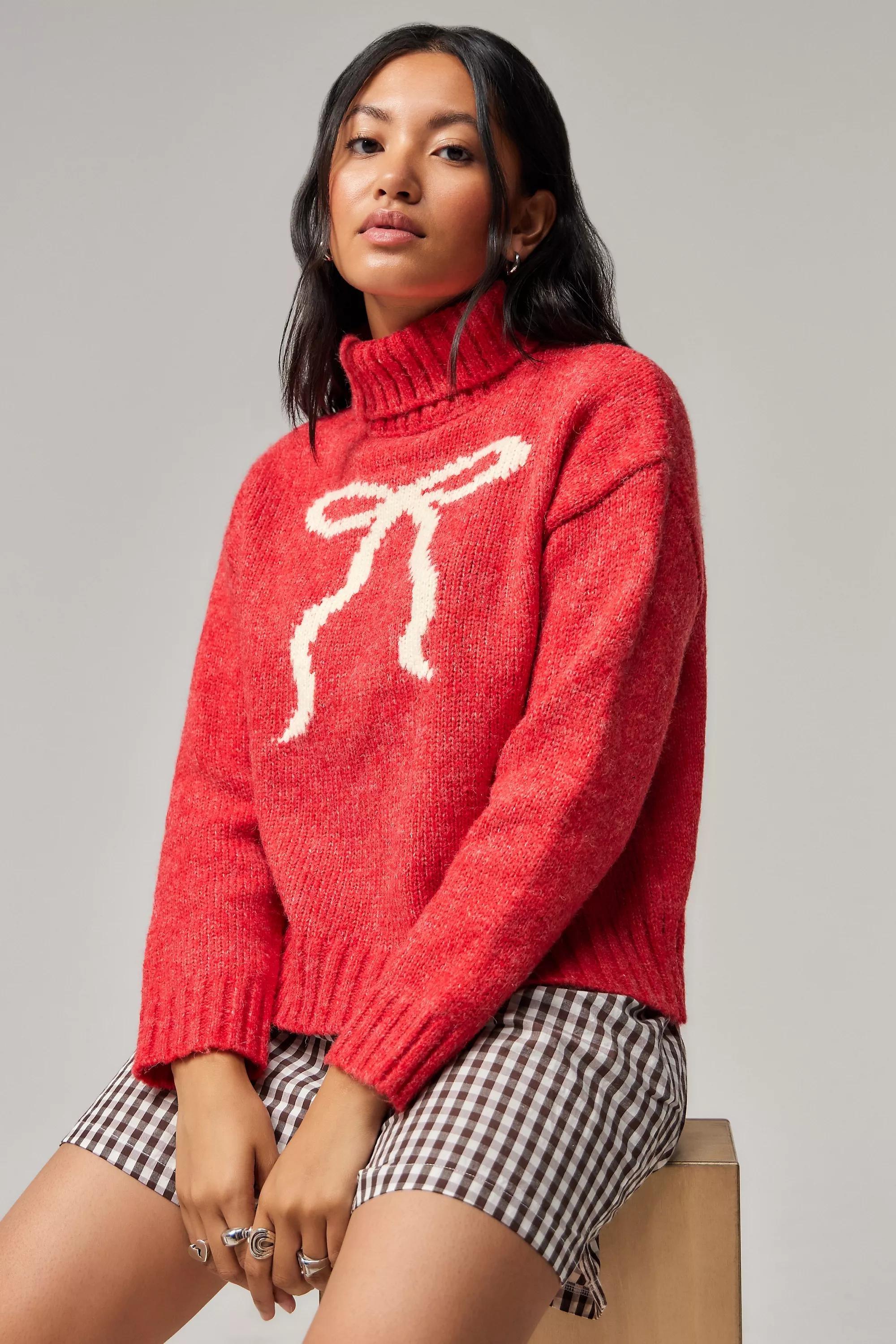 Red Kiss The Sky Uo Exclusive Devon Bow Knit Jumper, , large image number 0