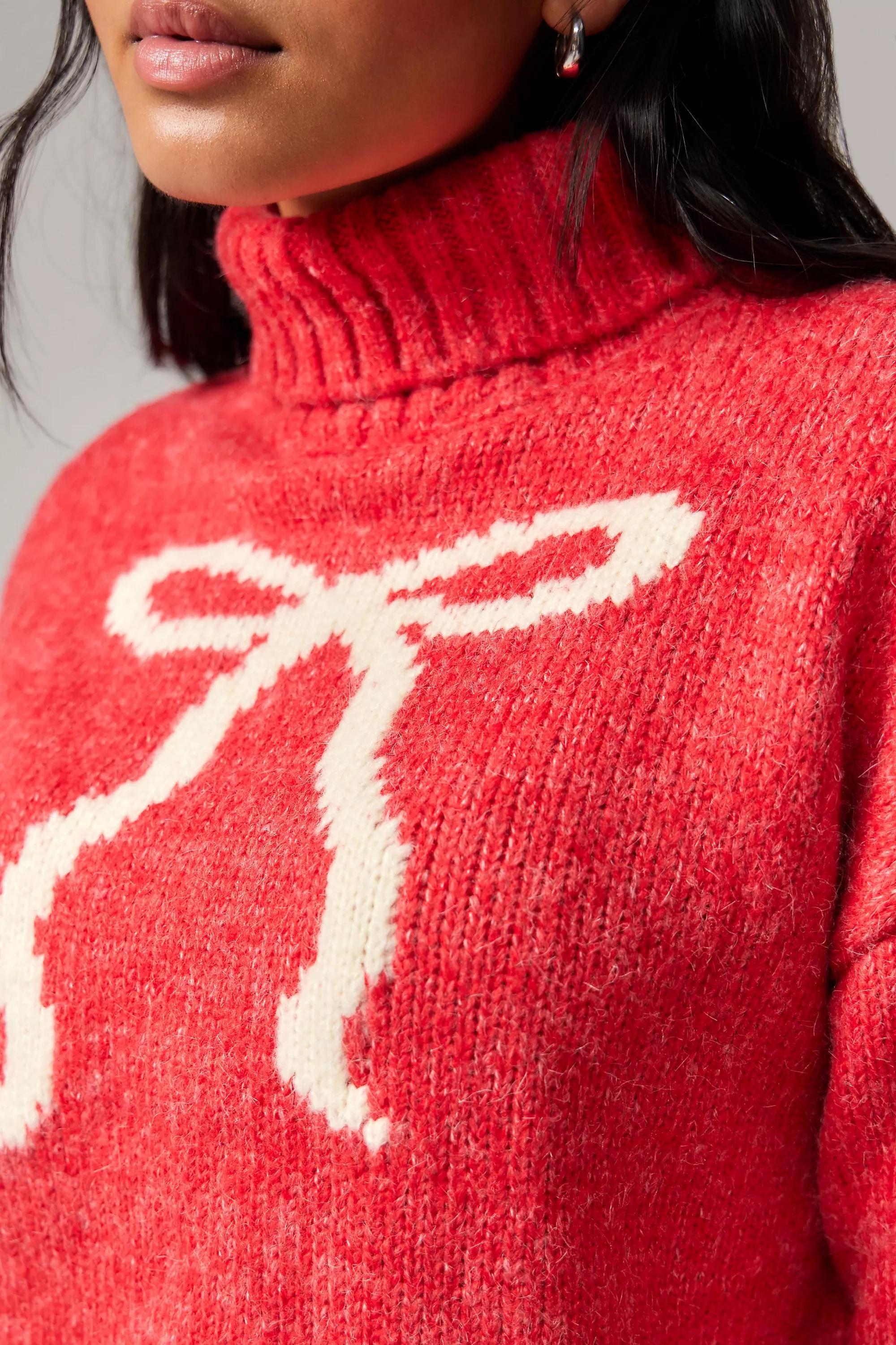 Red Kiss The Sky Uo Exclusive Devon Bow Knit Jumper, , large image number 1