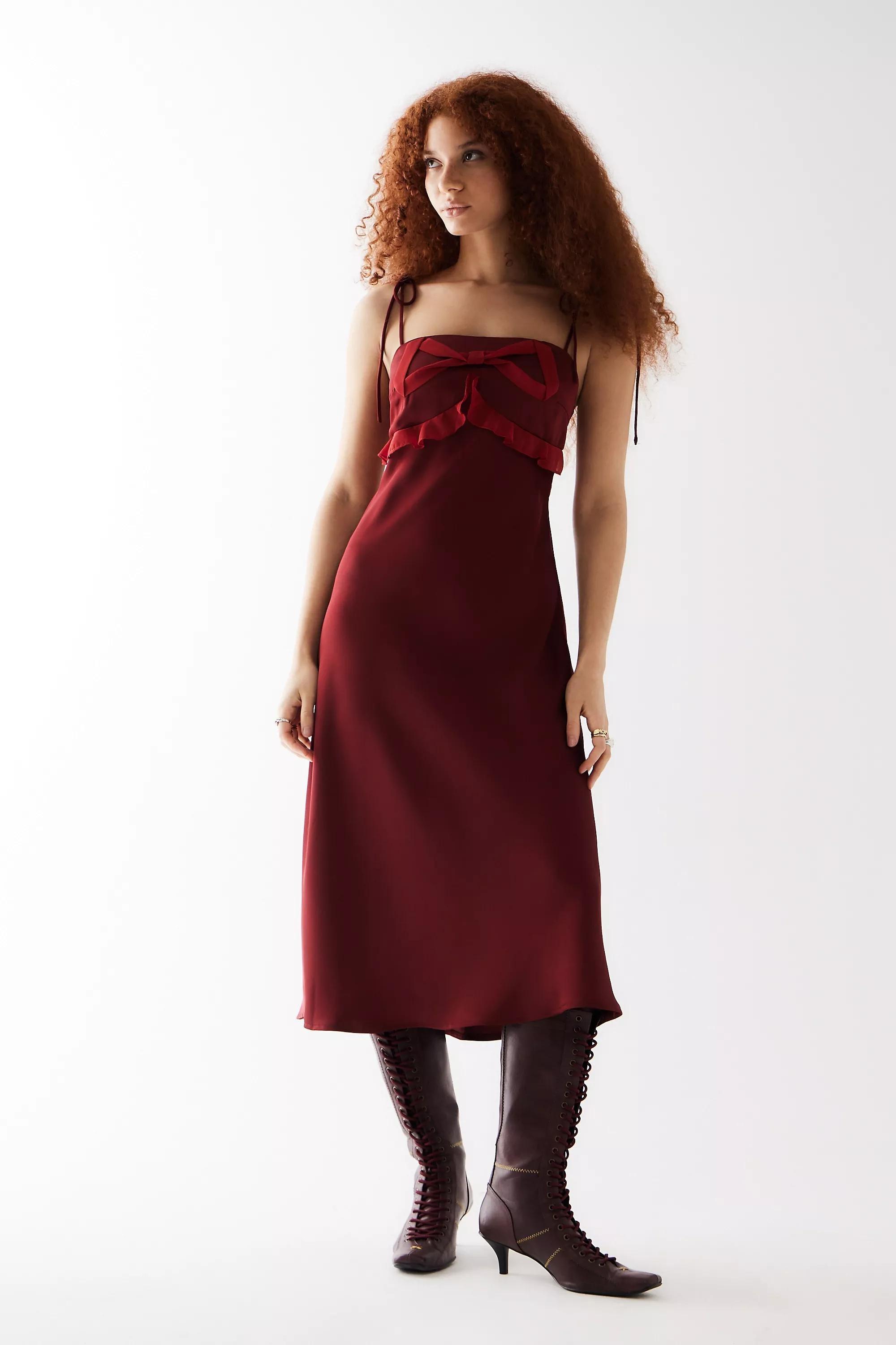 Red Love Triangle Uo Exclusive Saffi Red Midi Dress, , large image number 0