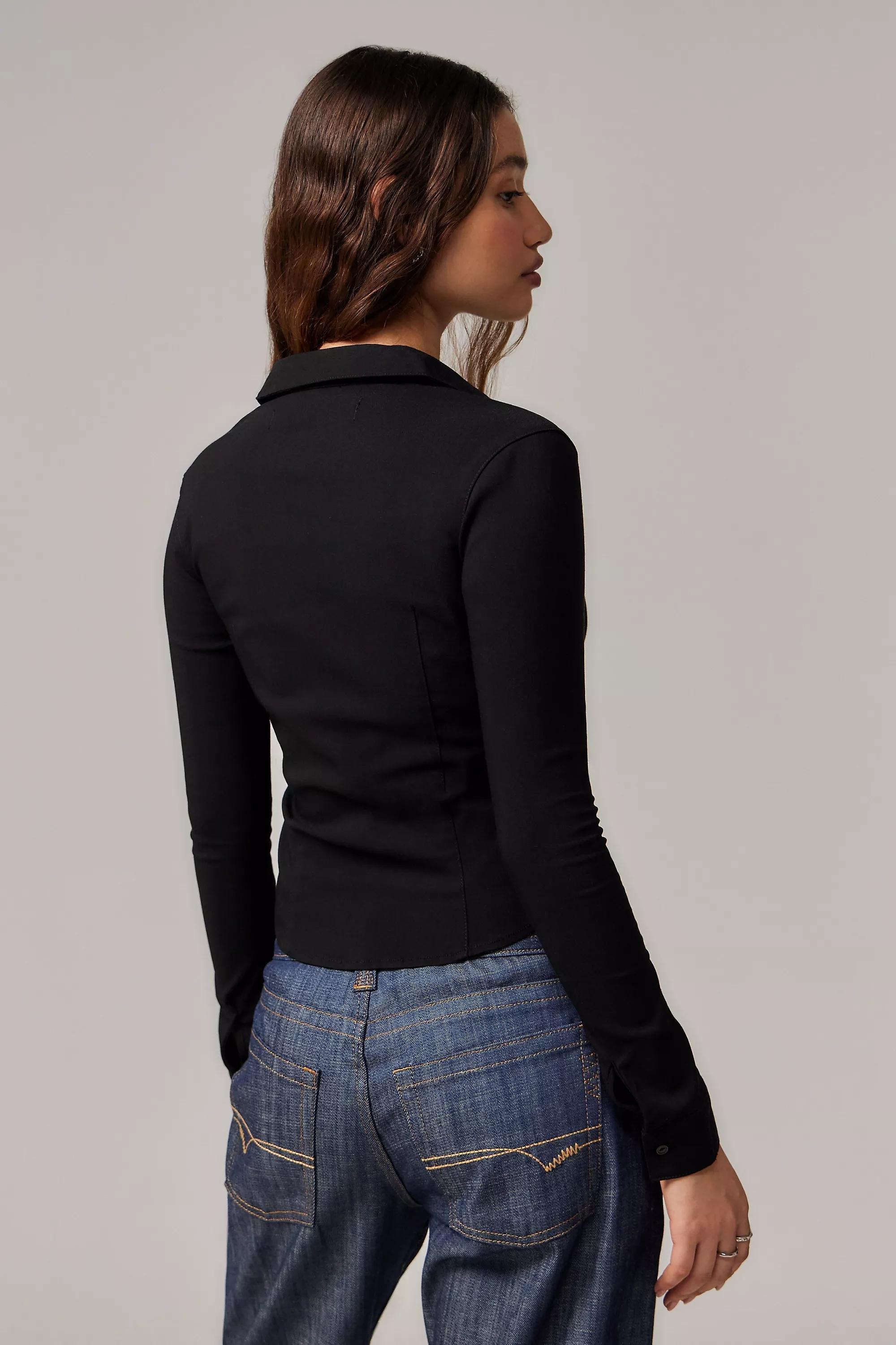 Black Silence + Noise Hailey Zip Through Shirt, , large image number 3