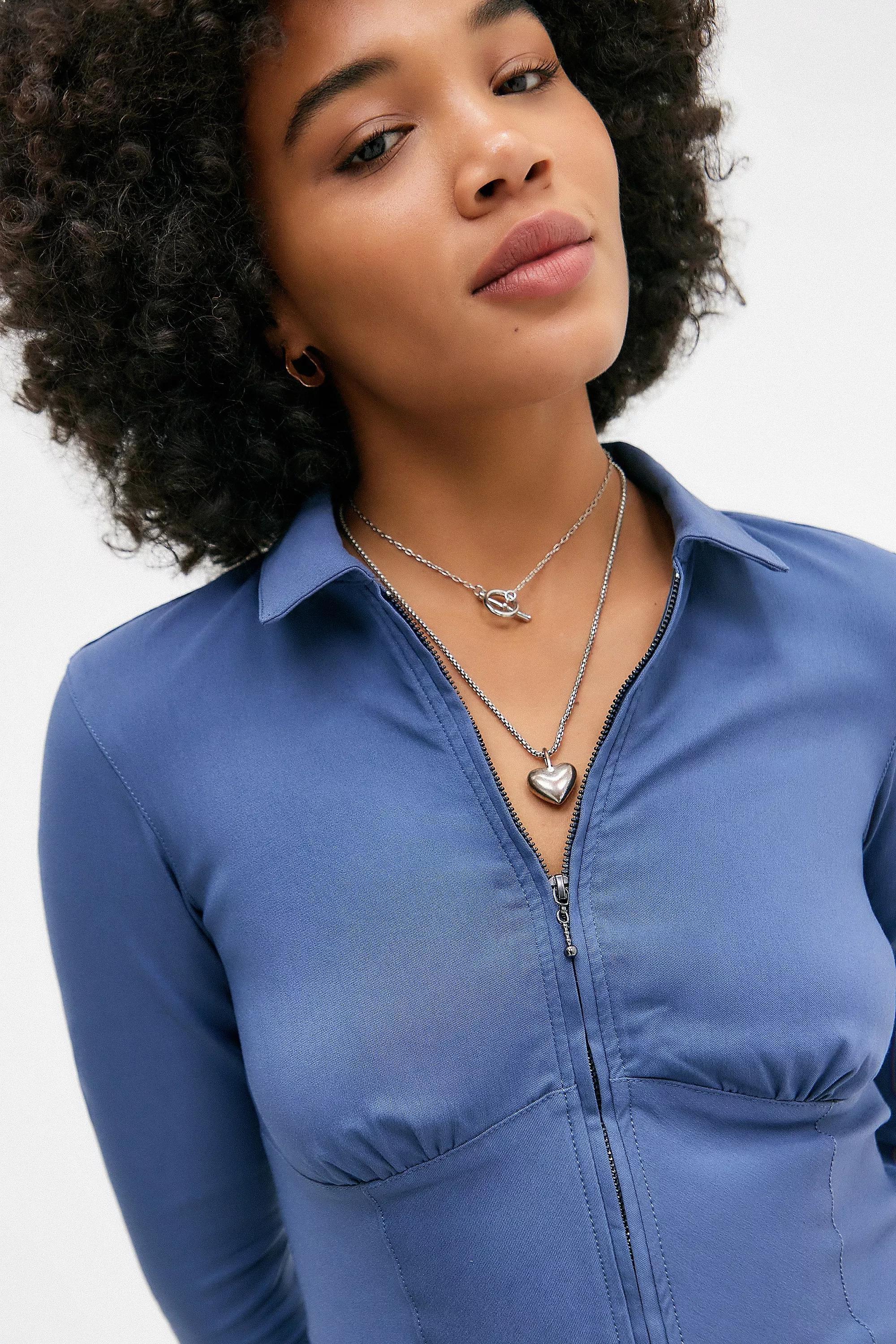 Blue Silence + Noise Hailey Zip Through Shirt, , large image number 2