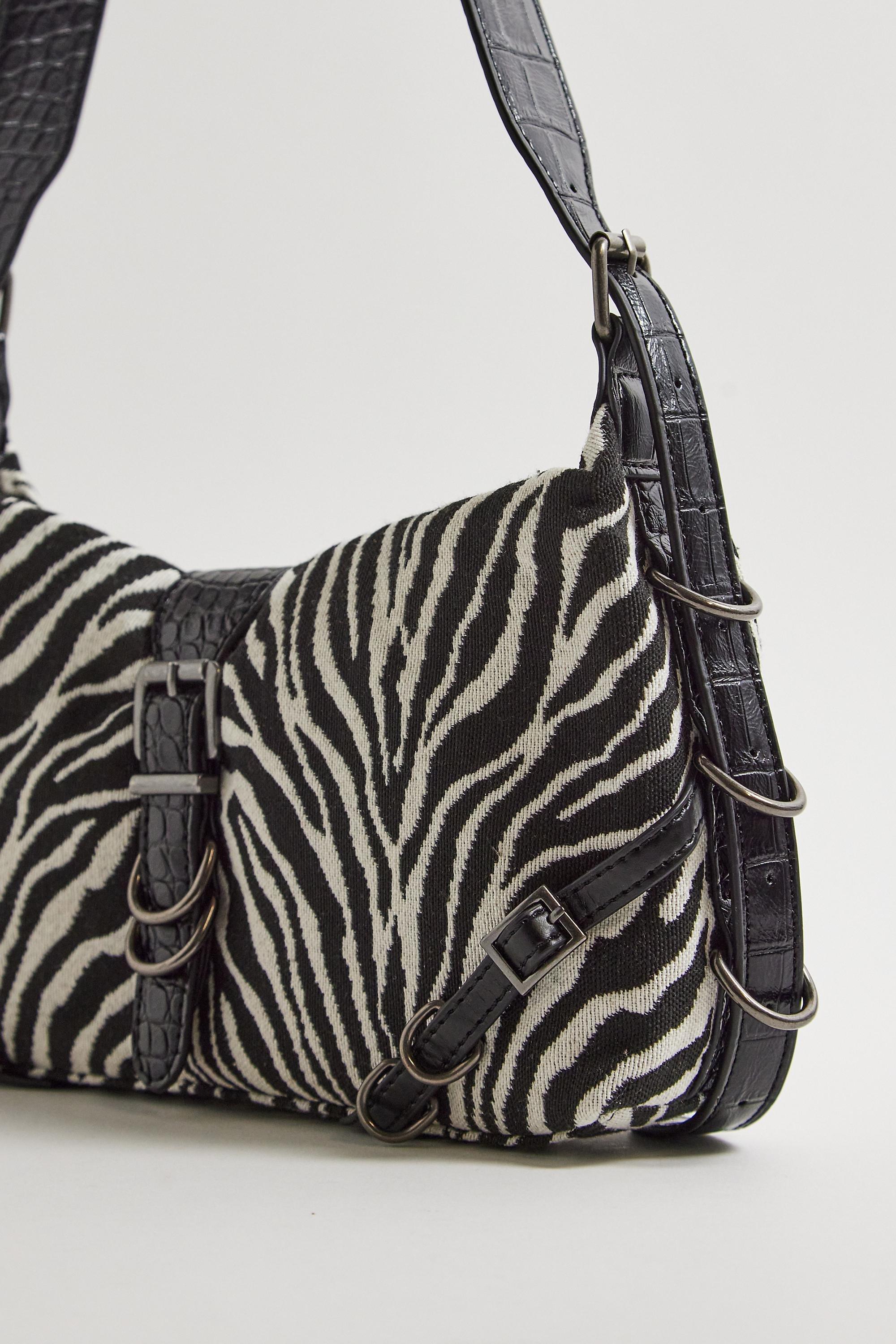 Multicolour UO Zebra Print Shoulder Bag, B&W, large image number 2