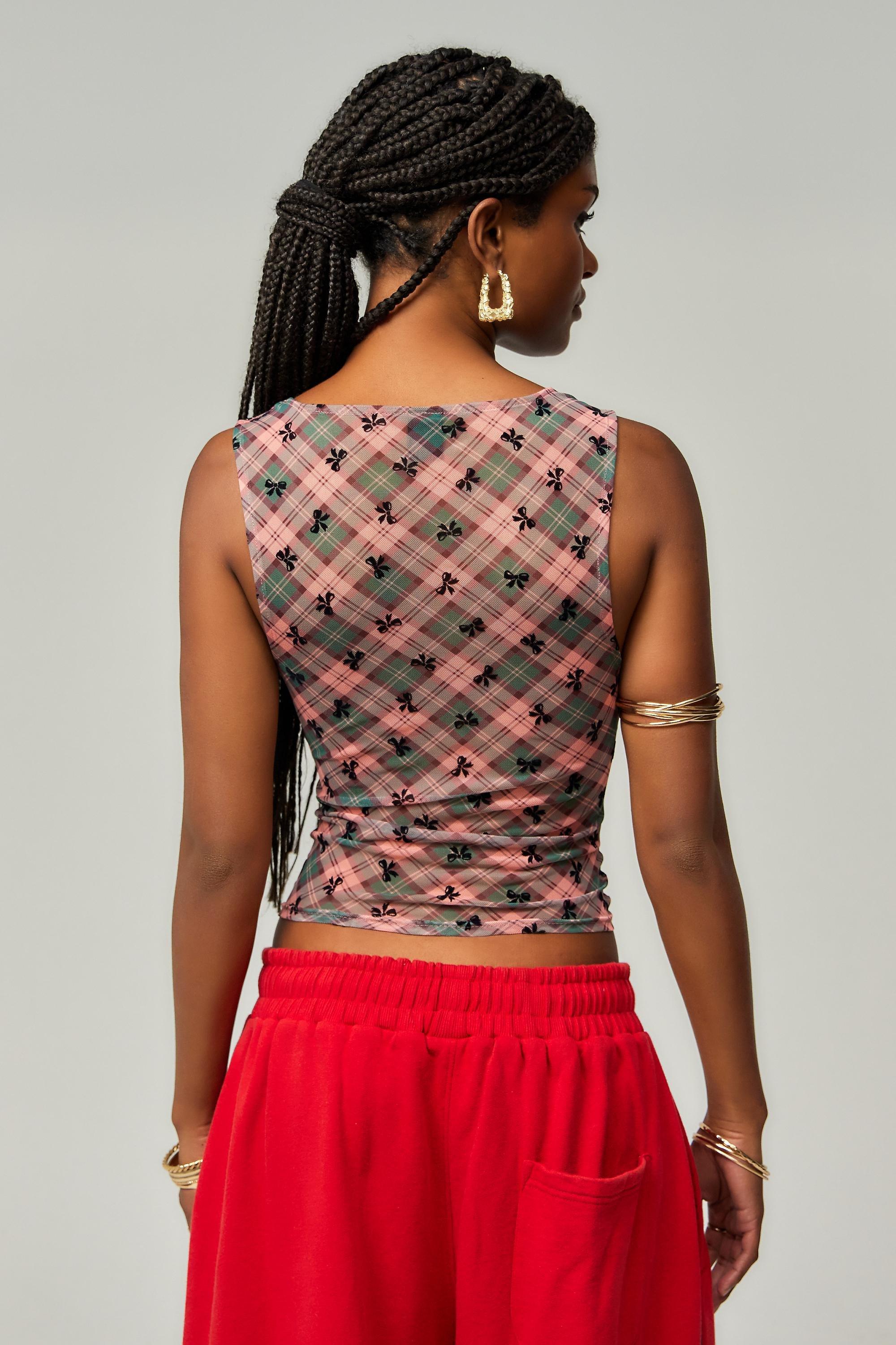 Pink Uo Elora Check Bow Top, , large image number 3