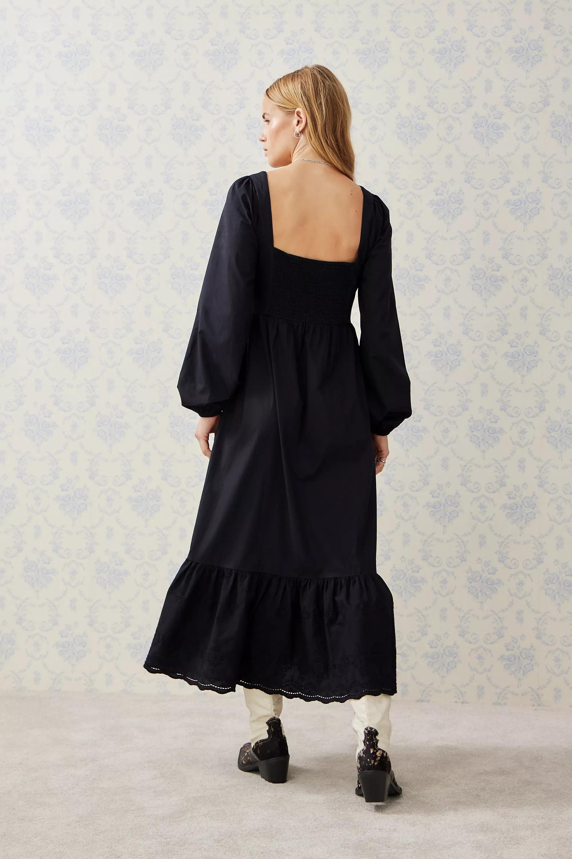Black Kimchi Blue Wanda Broderie Midi Dress, , large image number 3