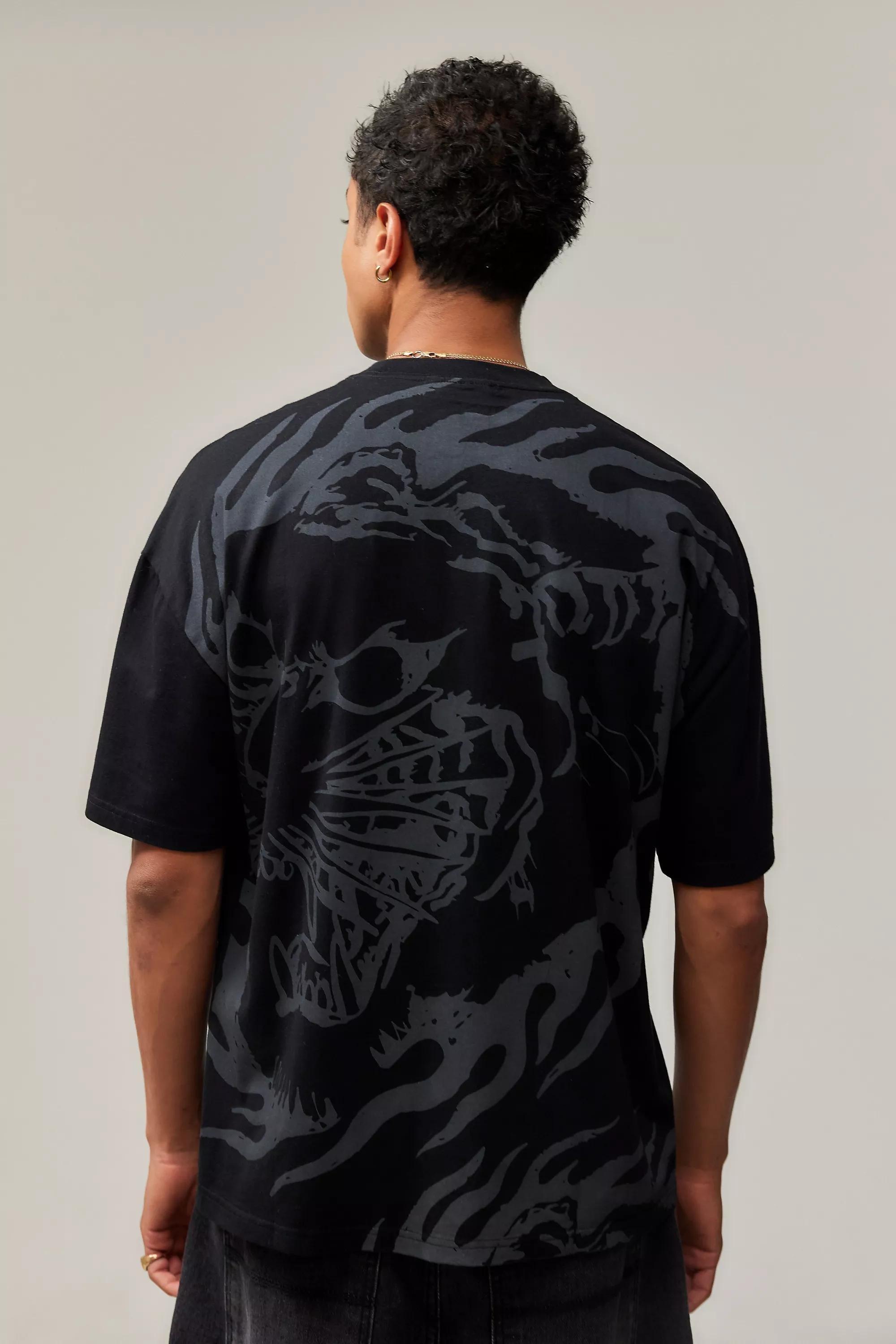 Black Ed Hardy Uo Exclusive Flaming Tiger T-Shirt, , large image number 1