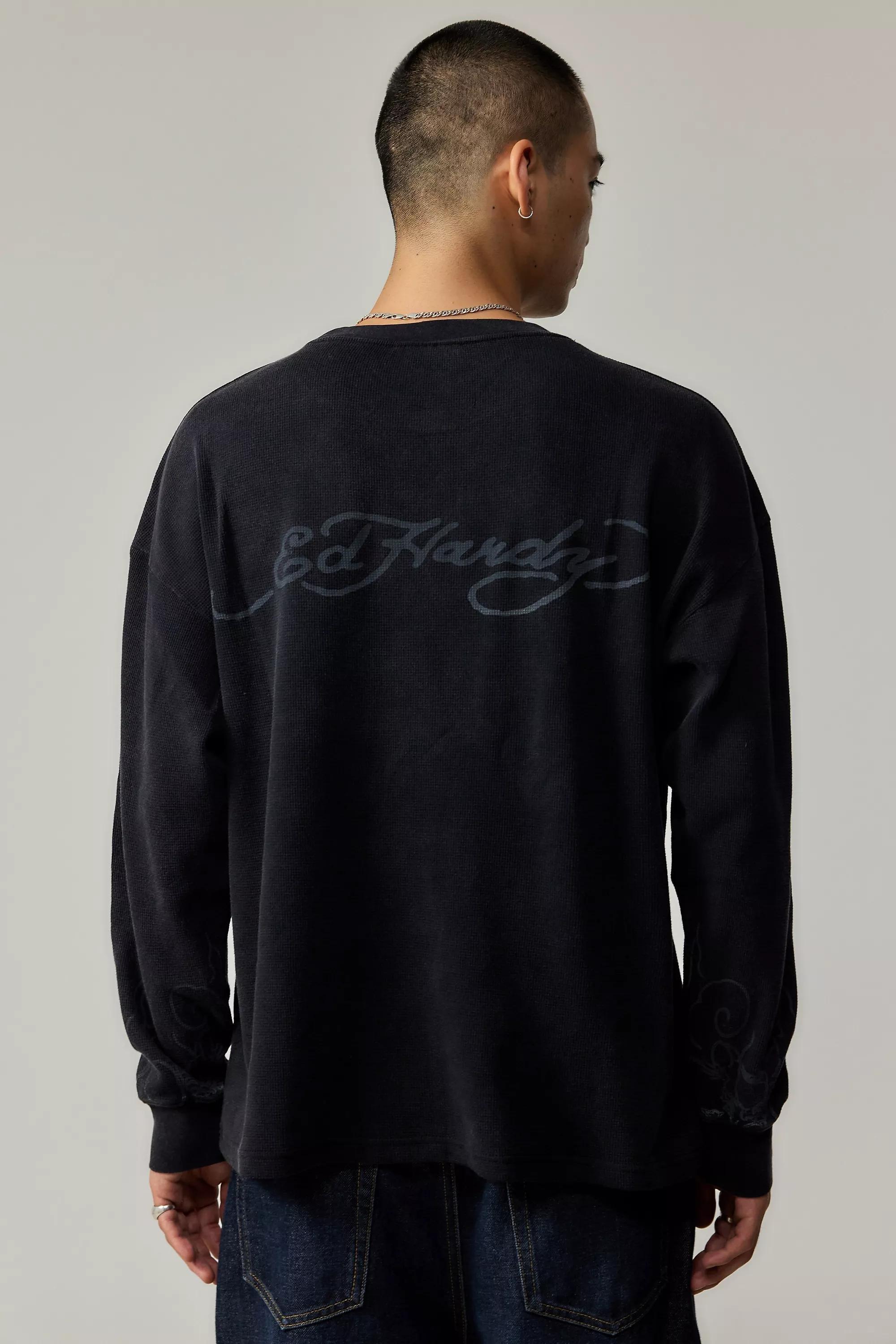 Black Ed Hardy Uo Exclusive Eagle Waffle Top, , large image number 3