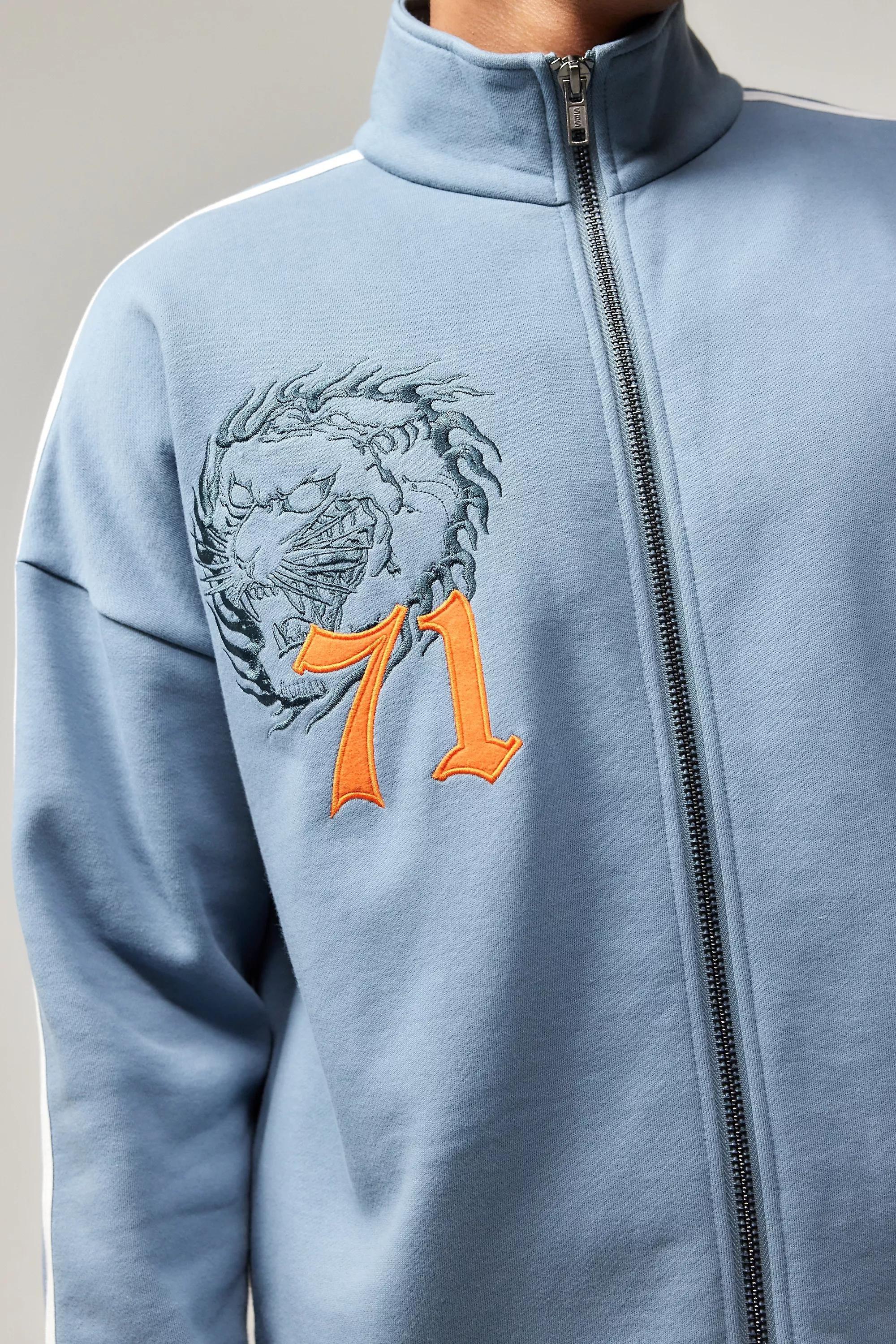 Blue Ed Hardy Uo Exclusive Tiger Track Top, , large image number 4