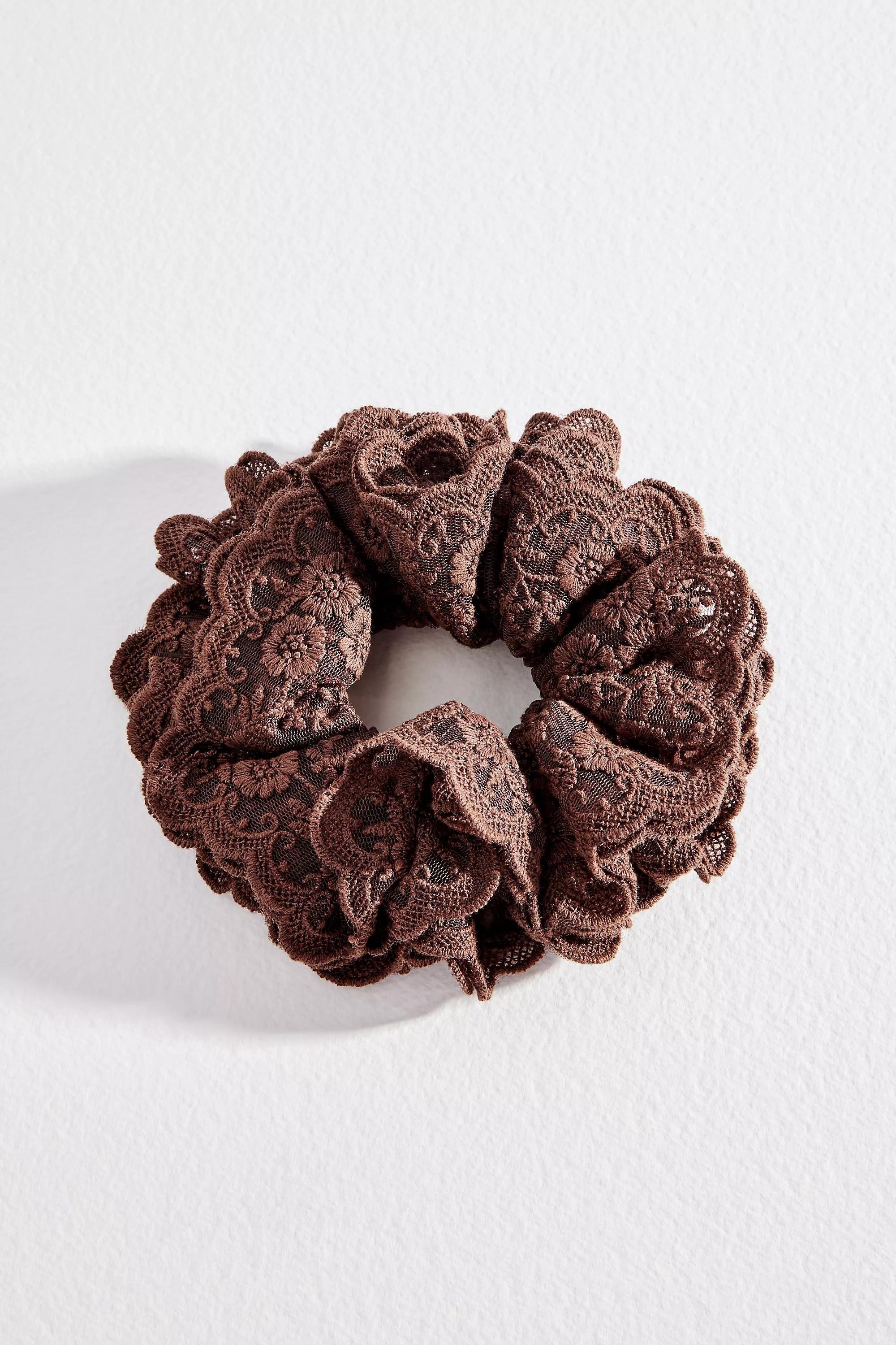 Brown Laced Scrunchie, CHOC, large image number 0