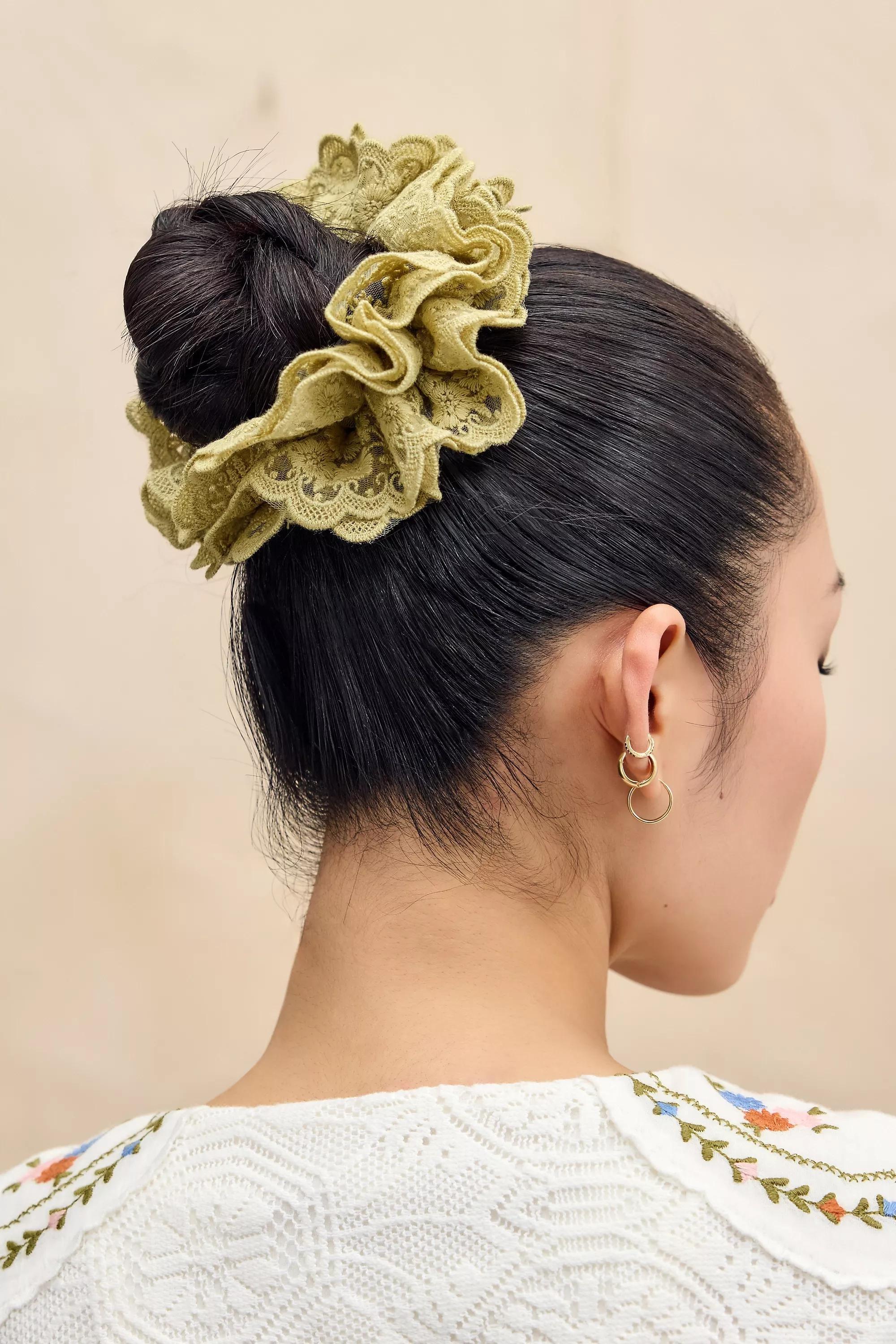 Green Laced Scrunchie, GRN, large image number 0