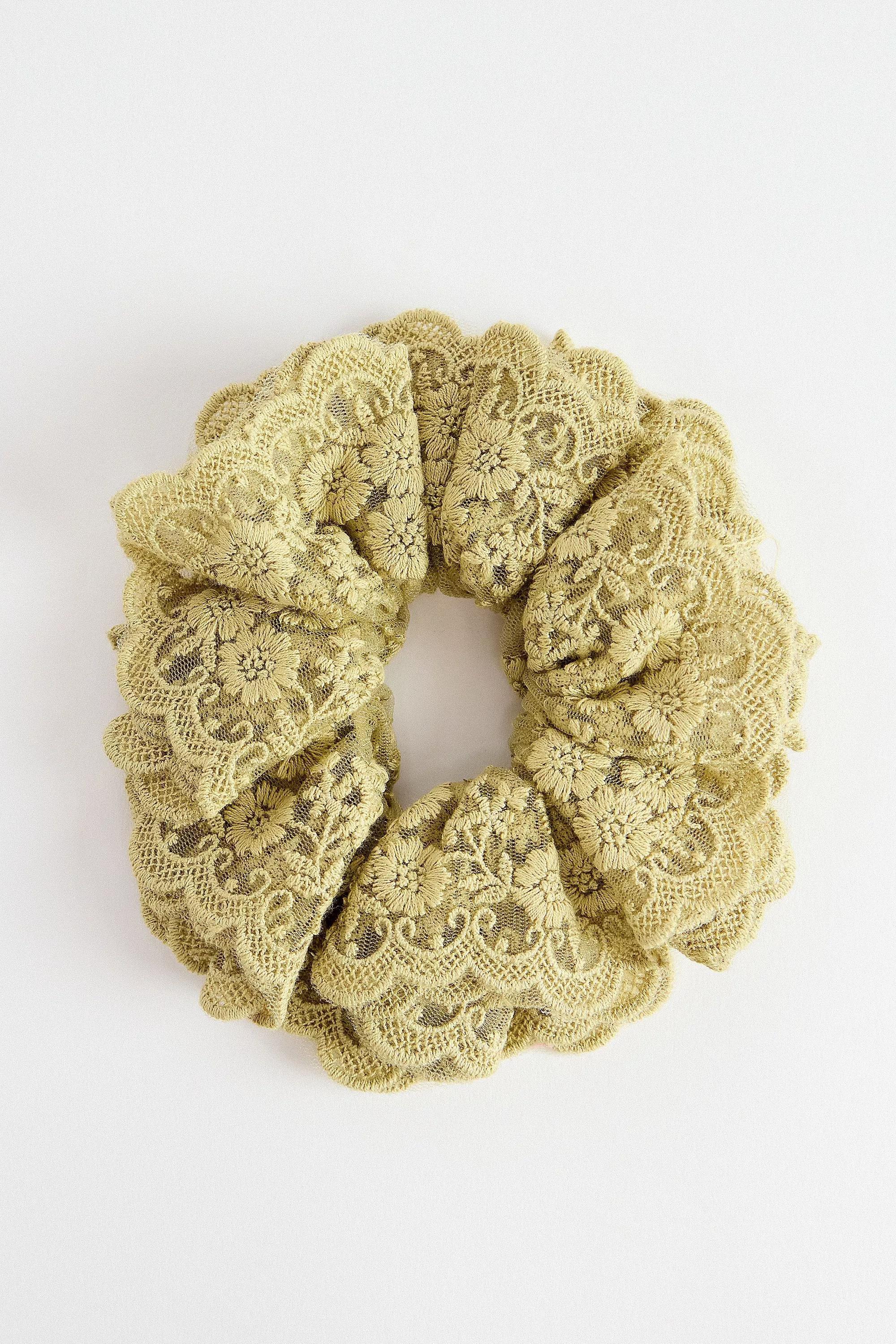 Green Laced Scrunchie, GRN, large image number 1