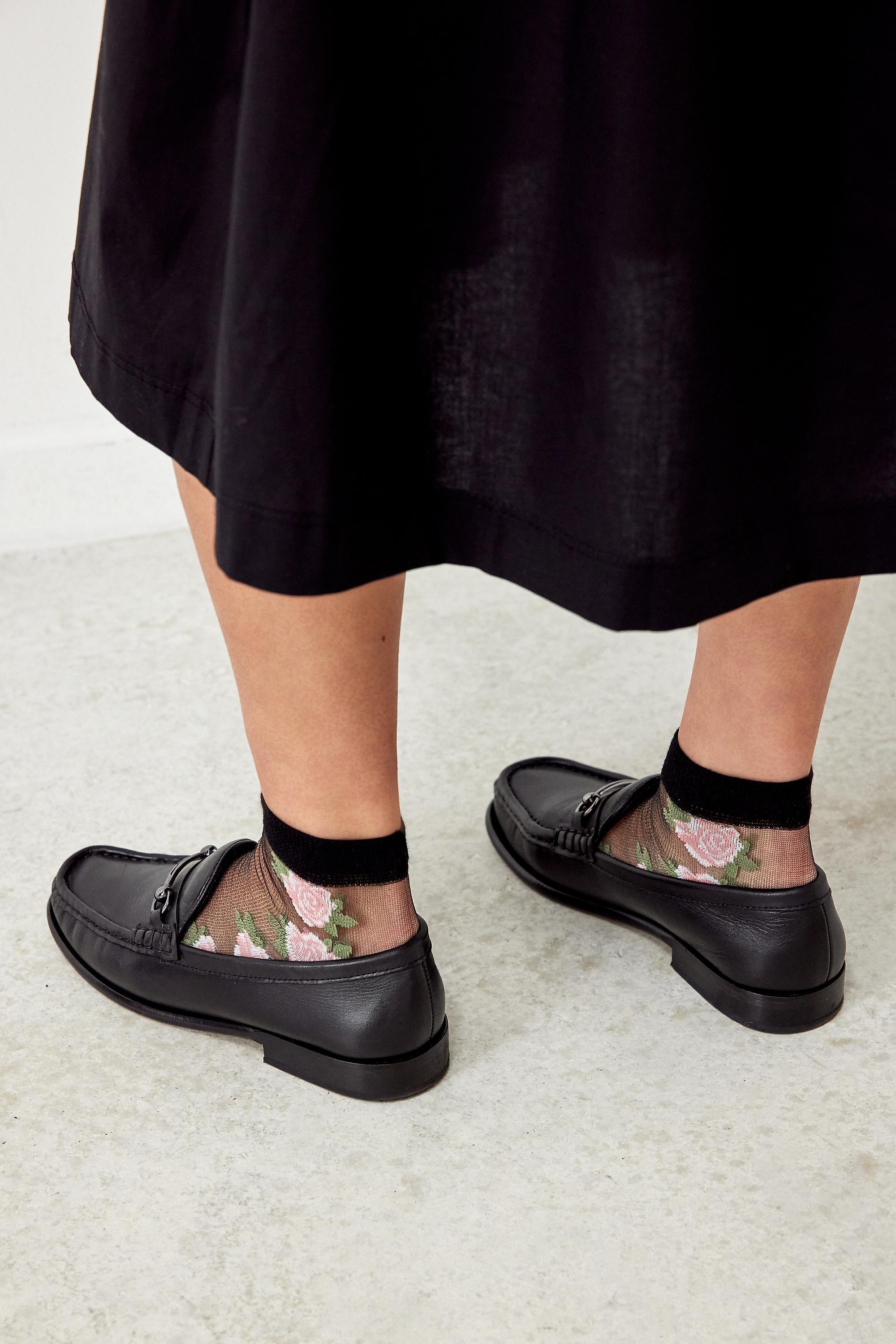 Black Out From Under Rose Organza Socks, BLK, large image number 2