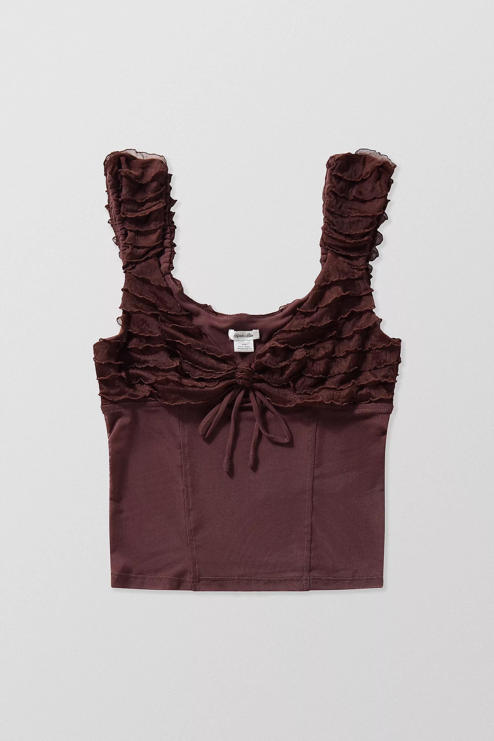 Brown Kimchi Blue Mesh Blouse, , large image number 4