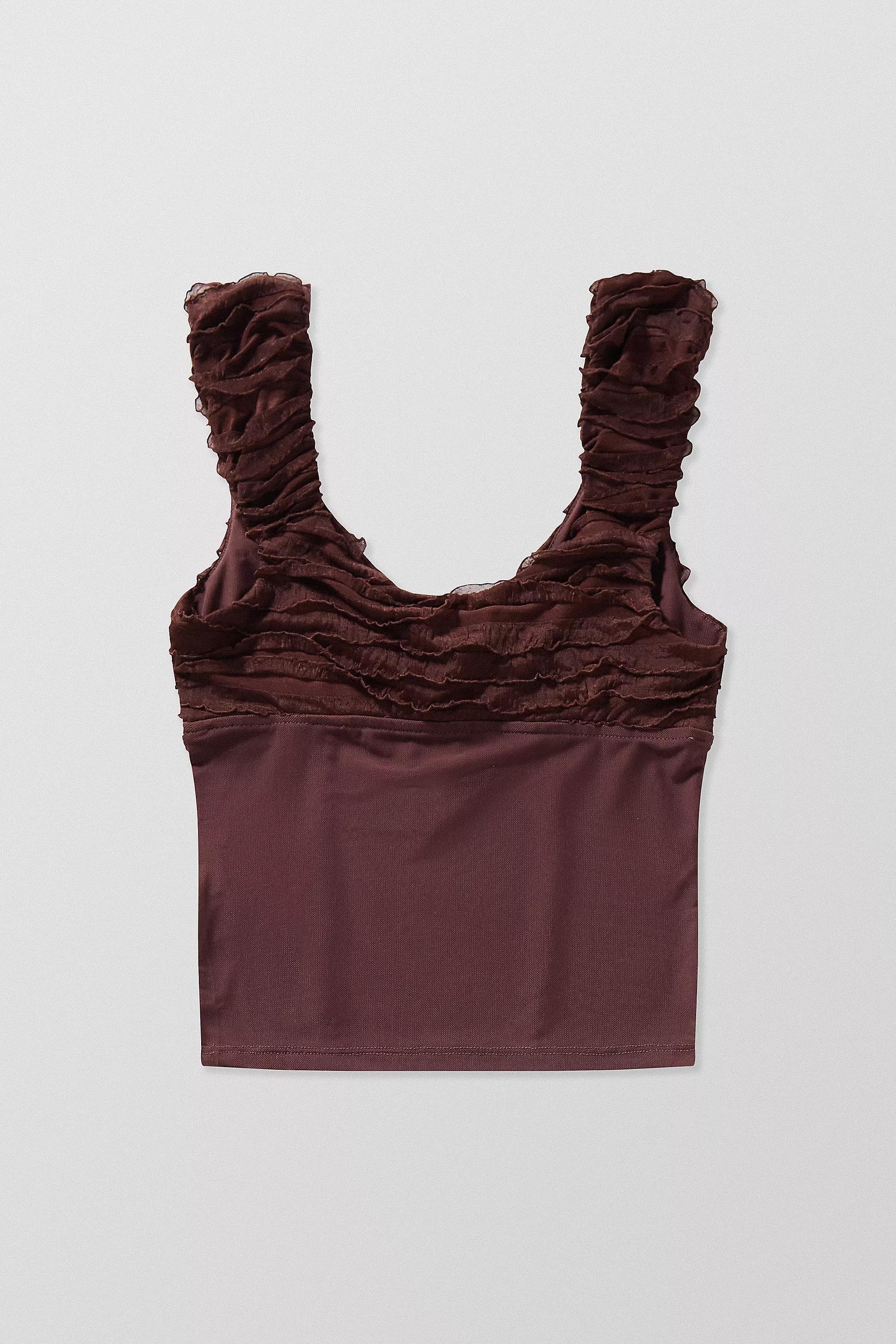 Brown Kimchi Blue Mesh Blouse, , large image number 5