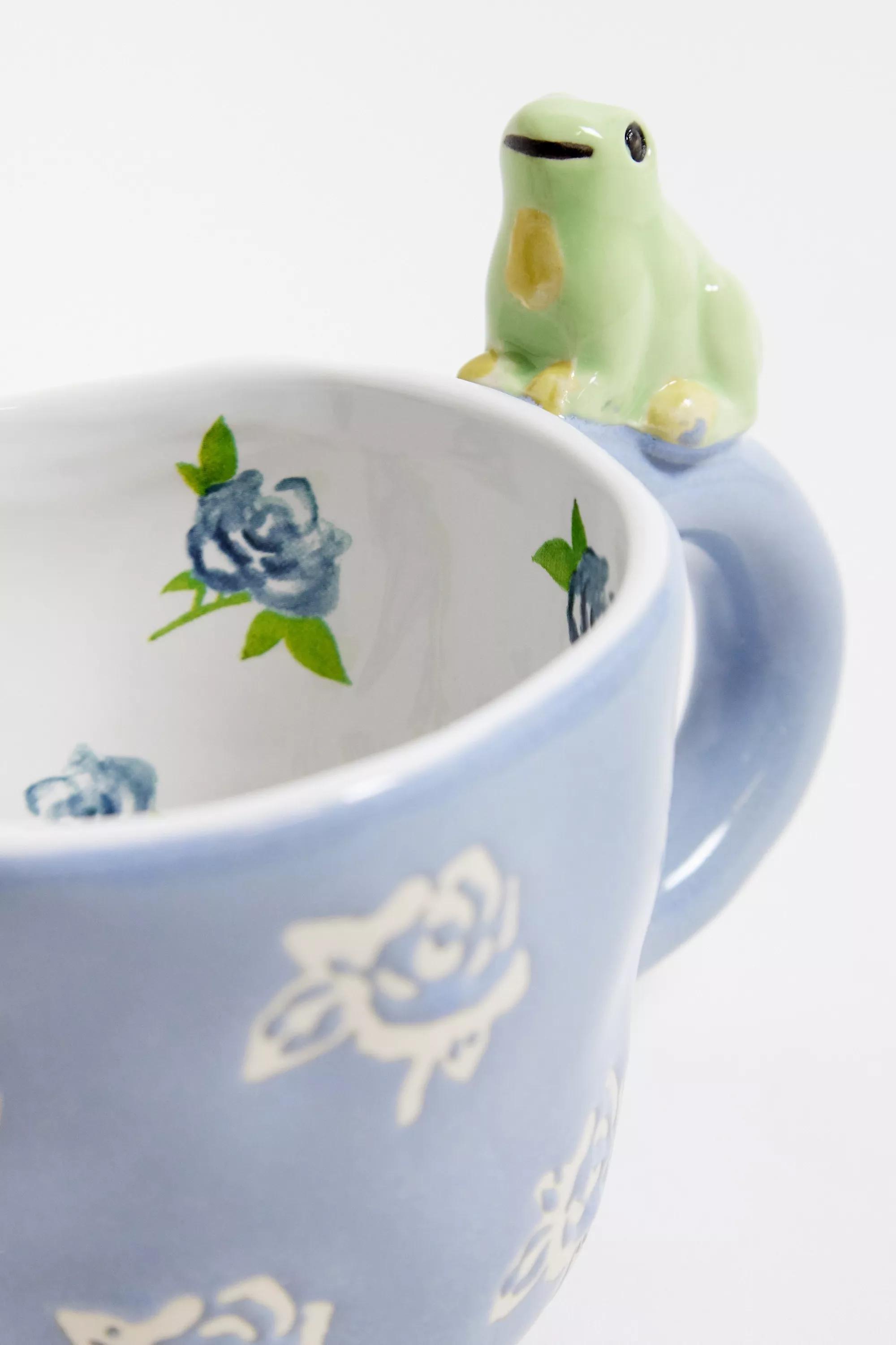 Multicolour Sitting Floral Frog Mug, ASSORT, medium