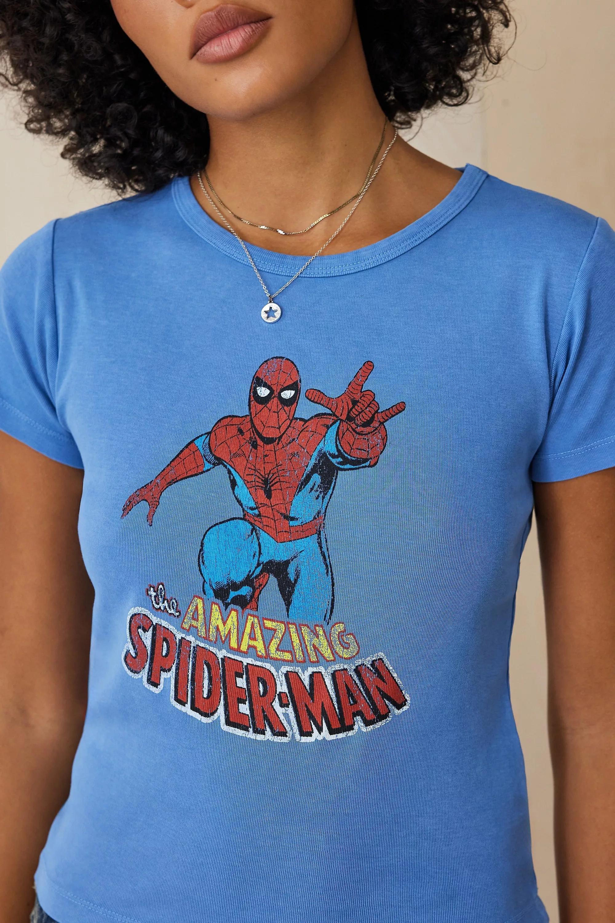 Blue Spiderman Relaxed Baby T-Shirt, BLUE, large image number 1