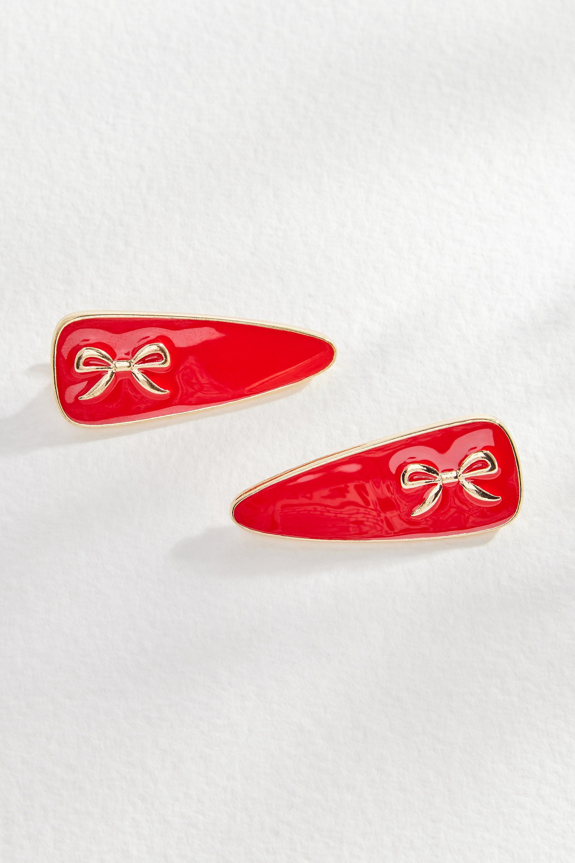 Red Bow Hair Slides 2-Pack, RED, large image number 0