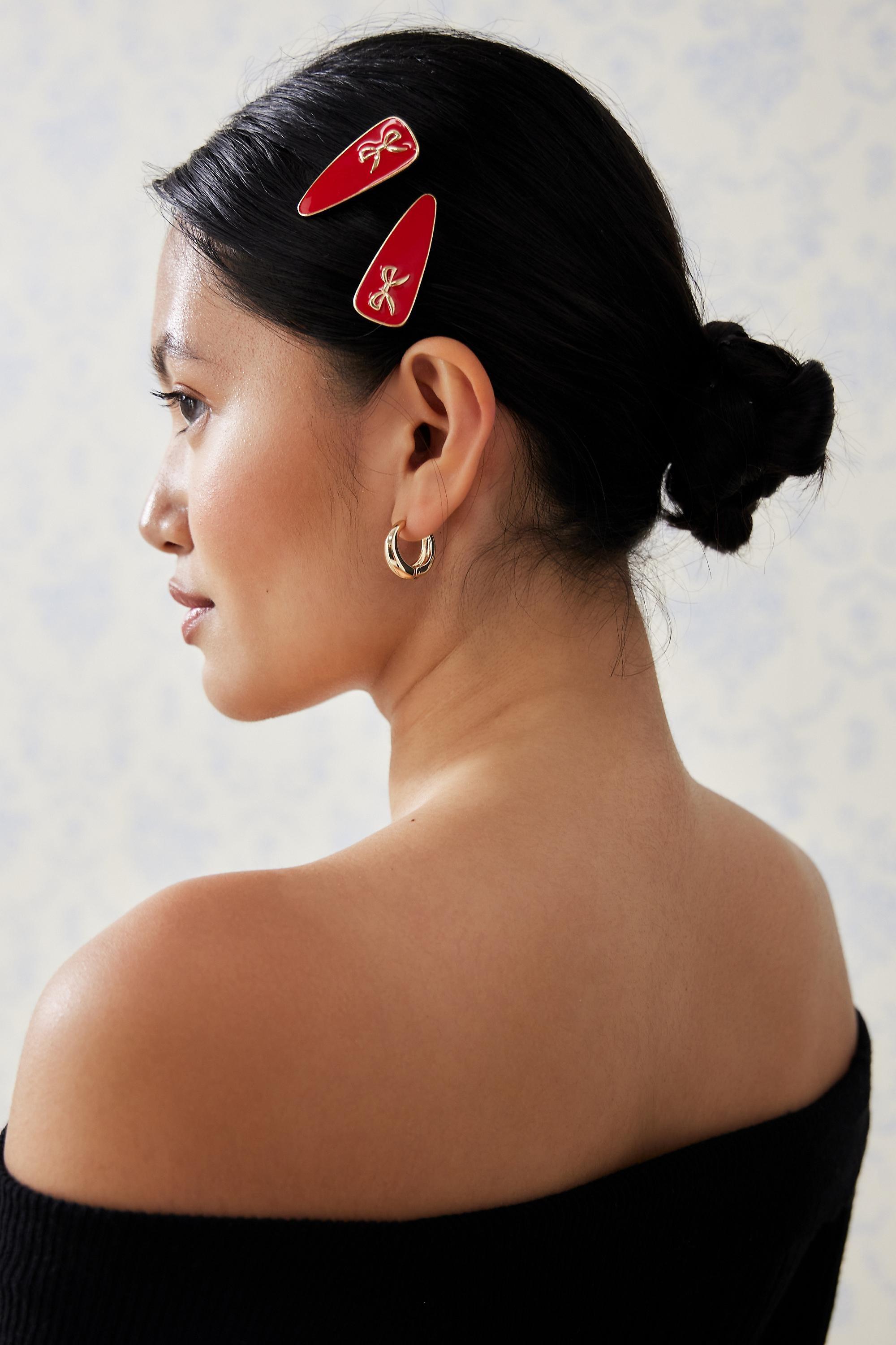 Red Bow Hair Slides 2-Pack, RED, large image number 1