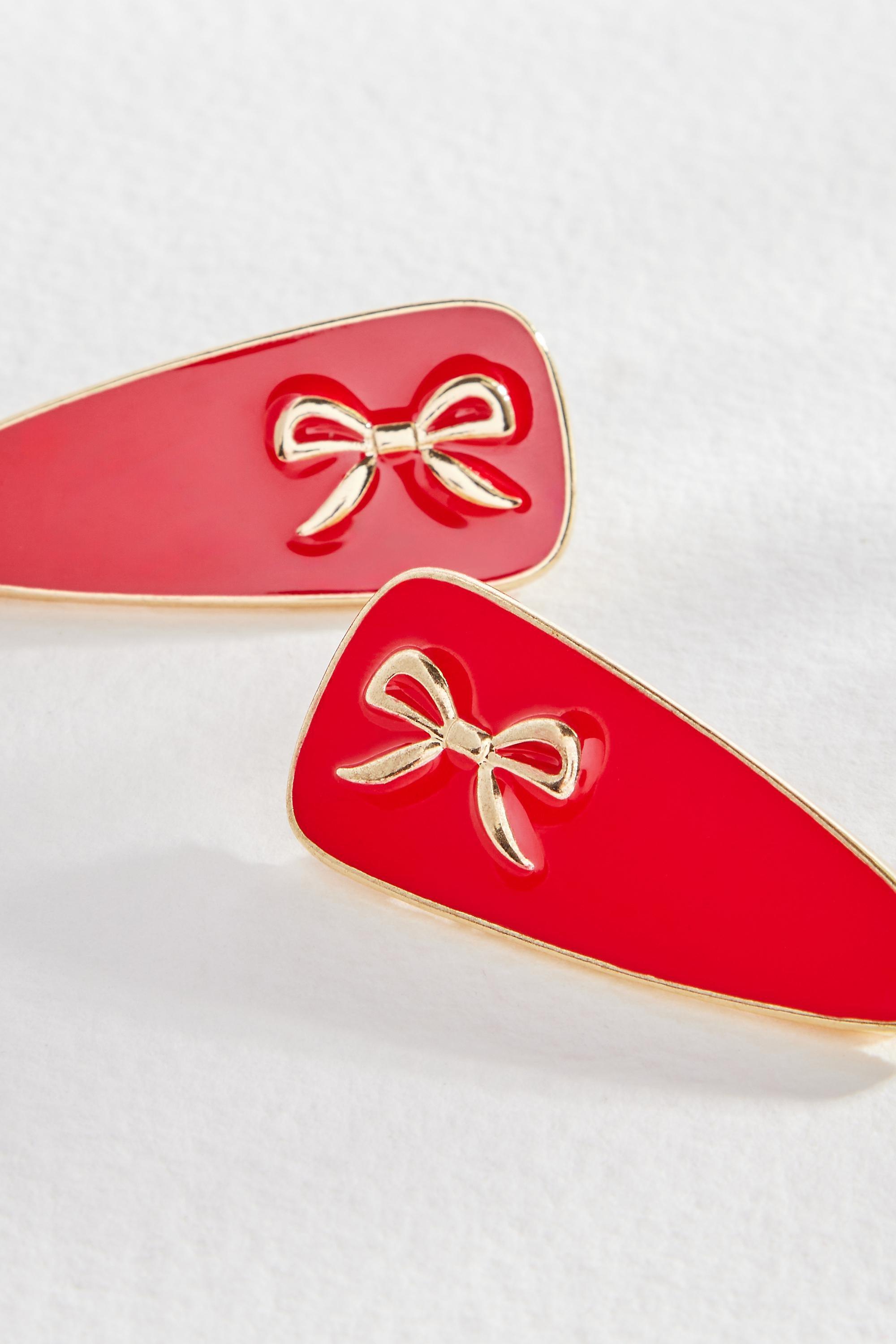 Red Bow Hair Slides 2-Pack, RED, large image number 2