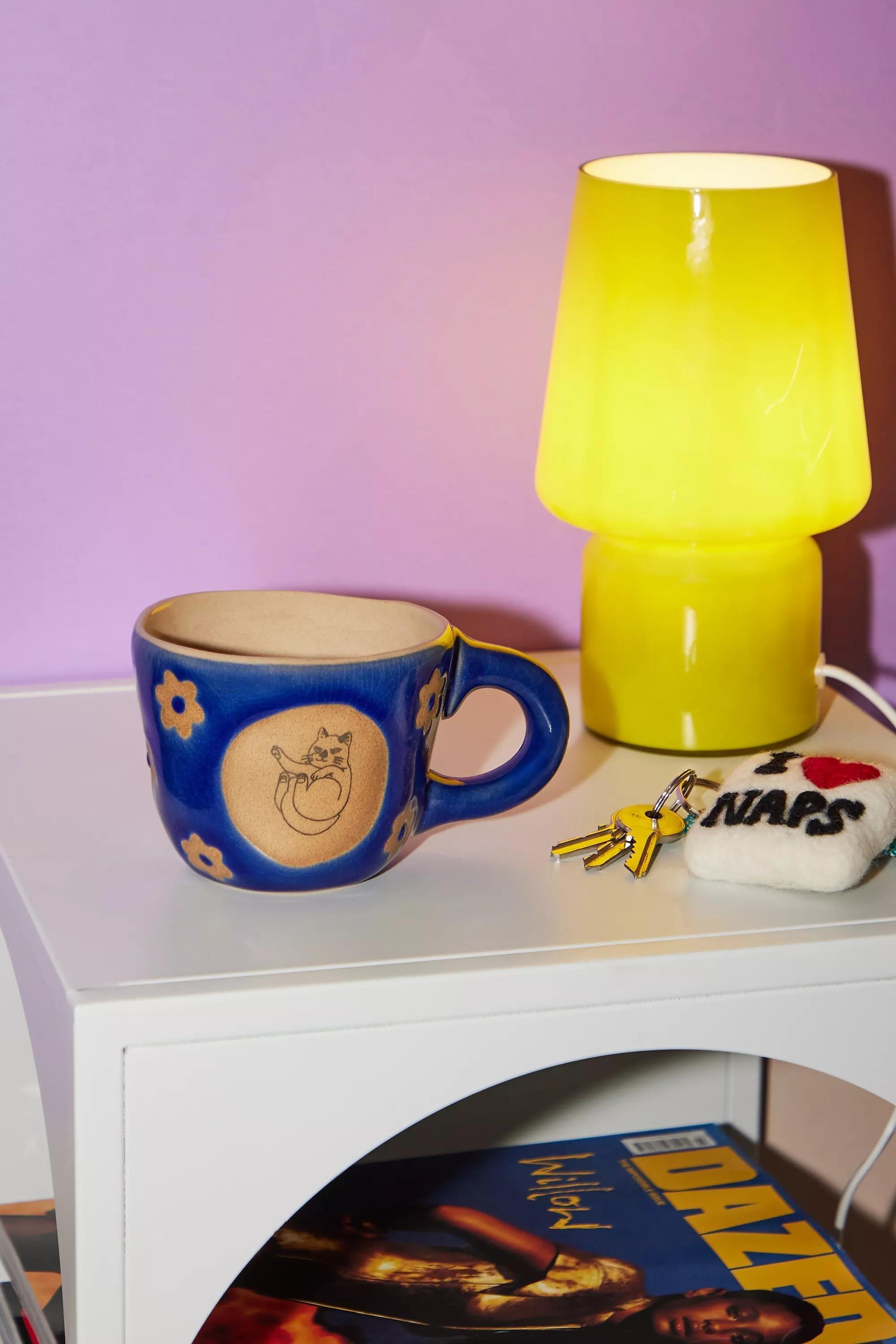 Blue Sleeping Cat Peekaboo Ceramic Mug, BLUE, large image number 0