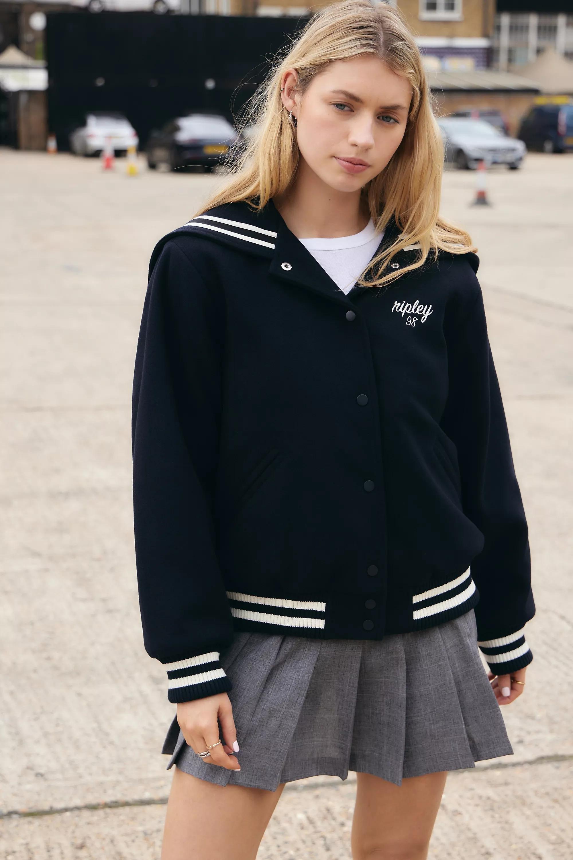 Navy Uo Sailor Varsity Jacket, , large image number 0