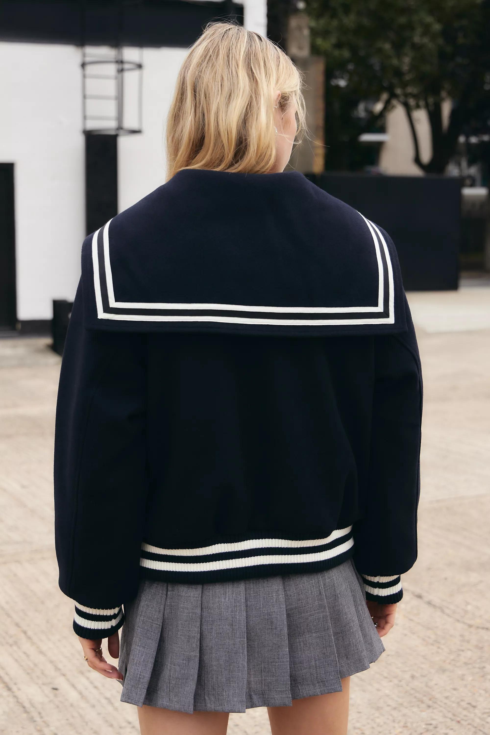 Navy Uo Sailor Varsity Jacket, , large image number 2