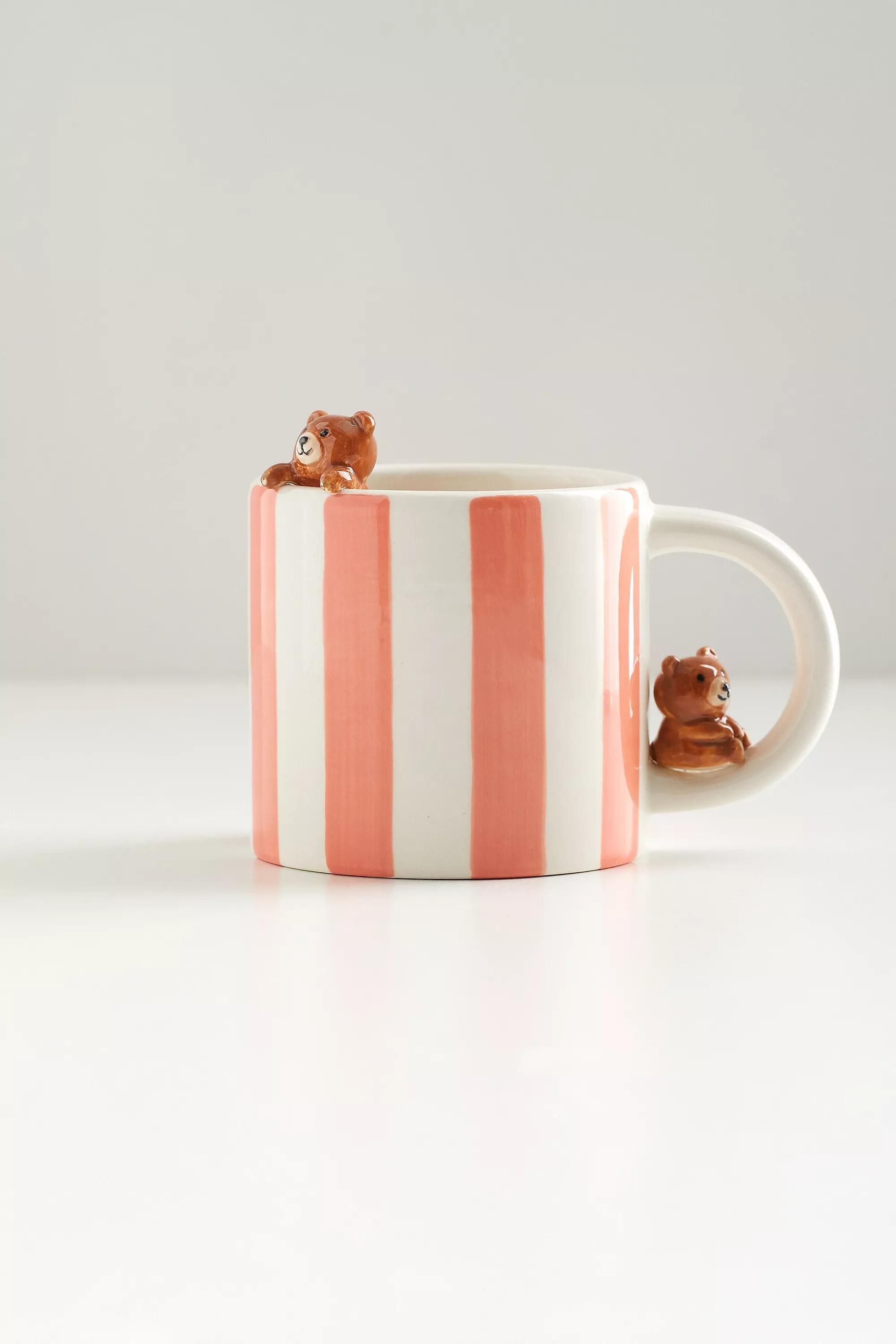 Multicolour Stripy Bear Mug, ASSORT, large image number 1