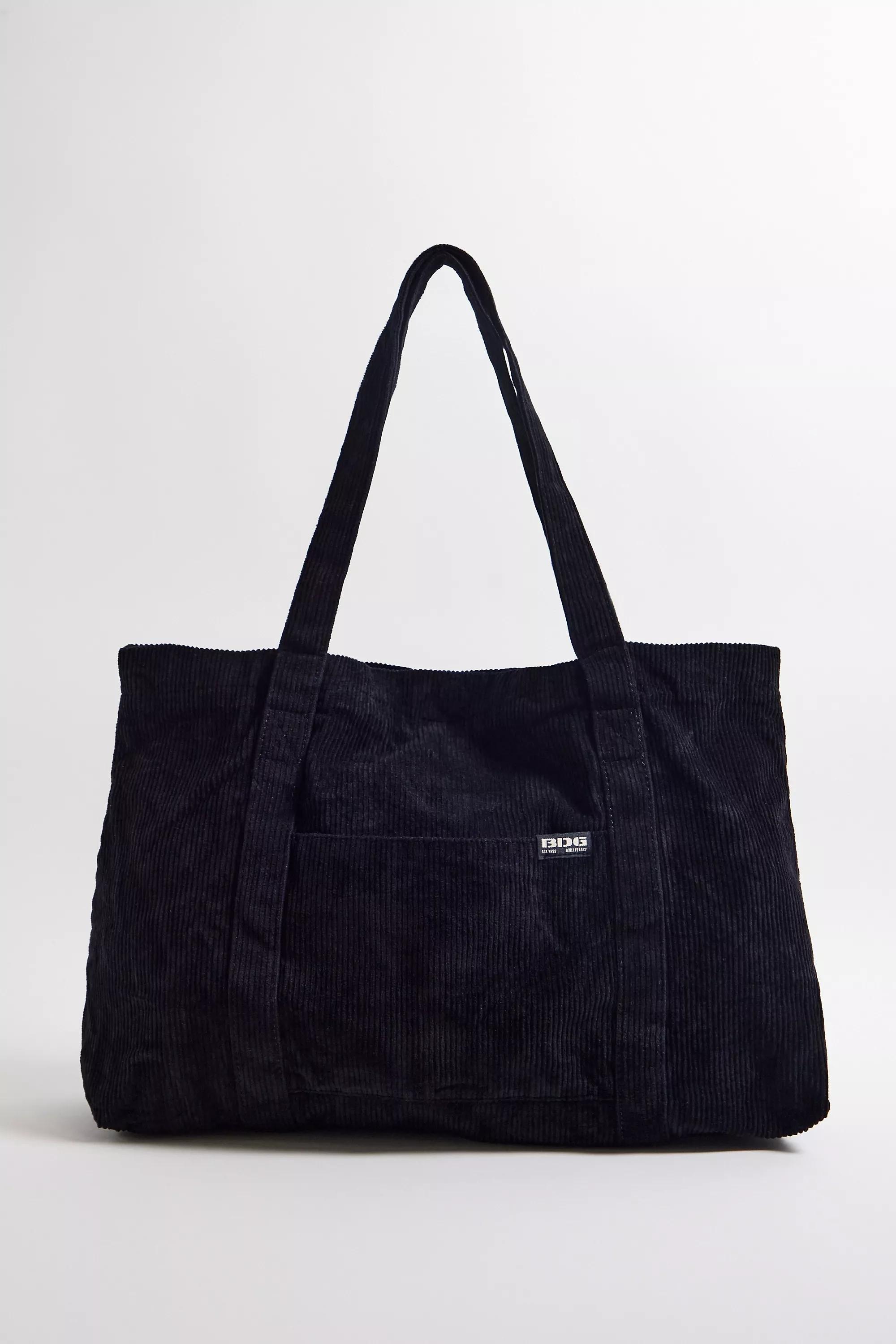 Black UO Cord Tote, BLK, large image number 1