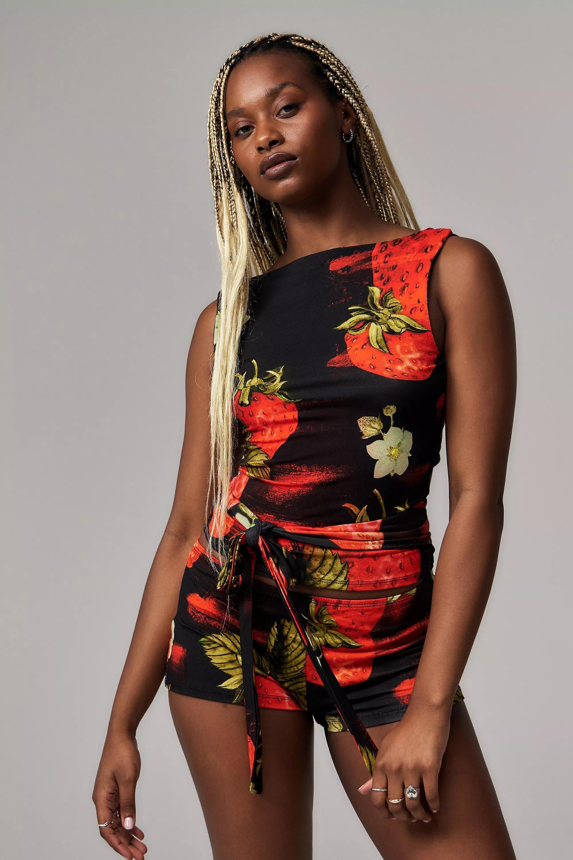 Jaded London Camarosa Strawberry Wrap Top, , large image number 0