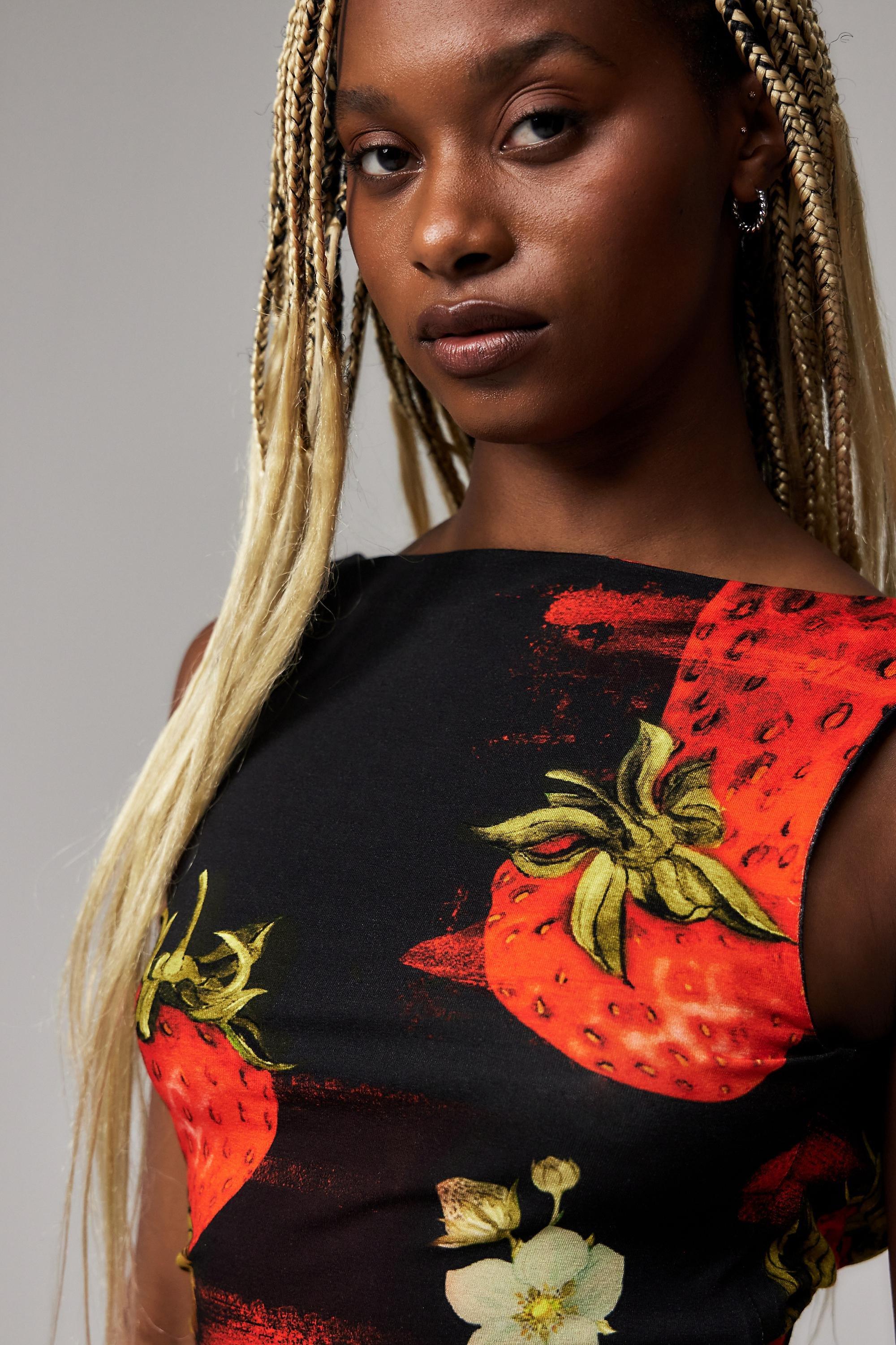 Jaded London Camarosa Strawberry Wrap Top, , large image number 2