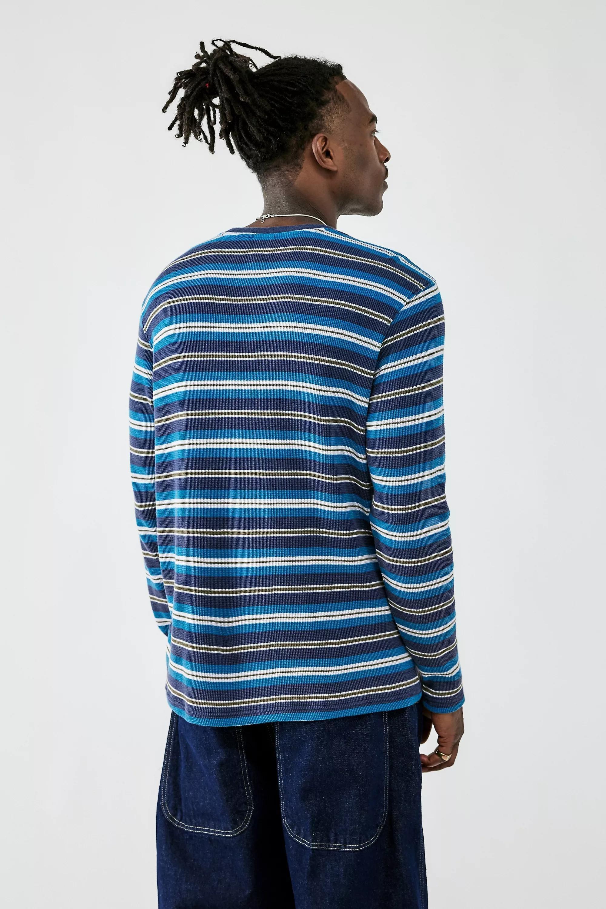 Blue Bdg Waffle Stripe Long Sleeve Top, , large image number 3