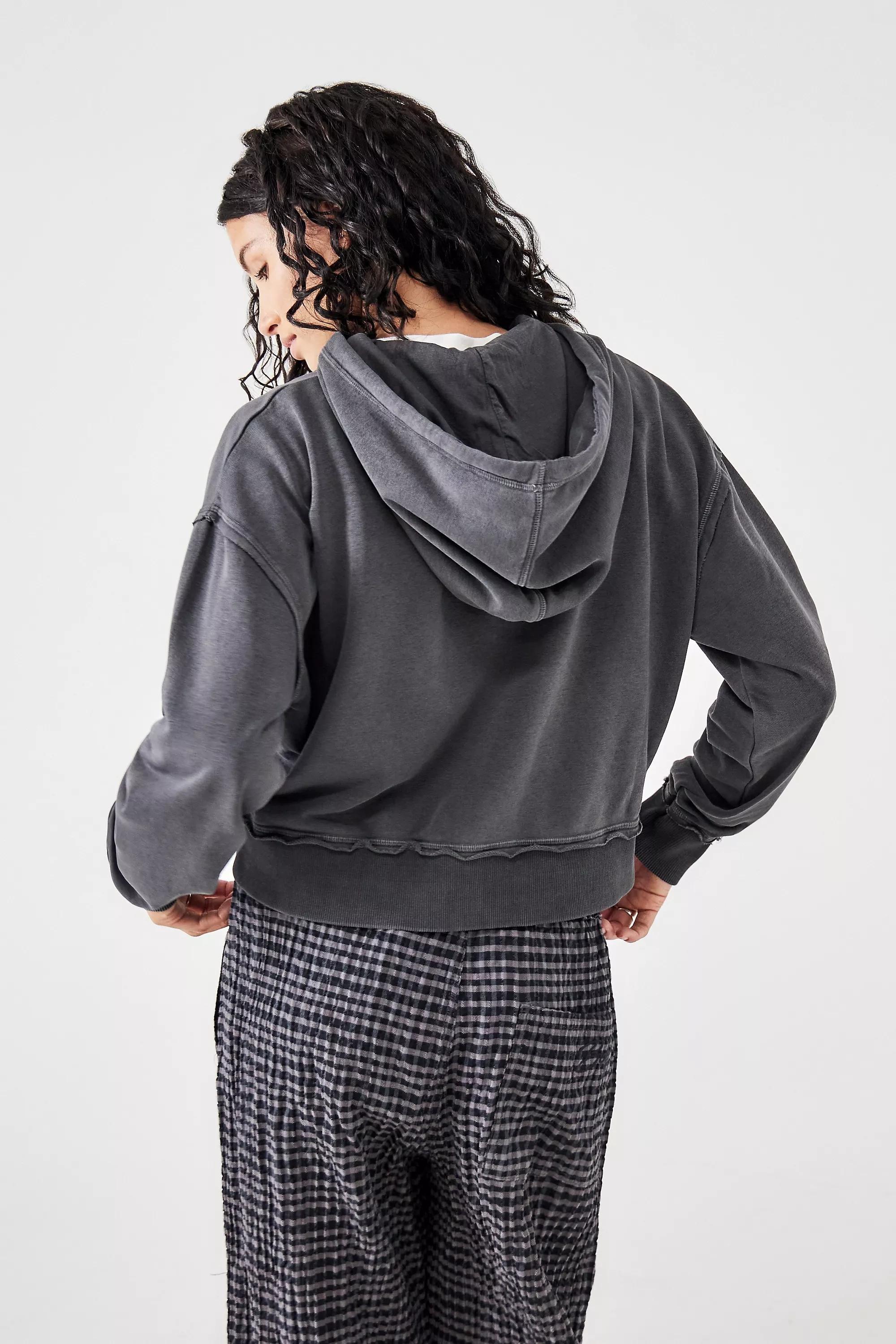 Grey Bdg Charcoal Zip-Through Cropped Hoodie, , large image number 3