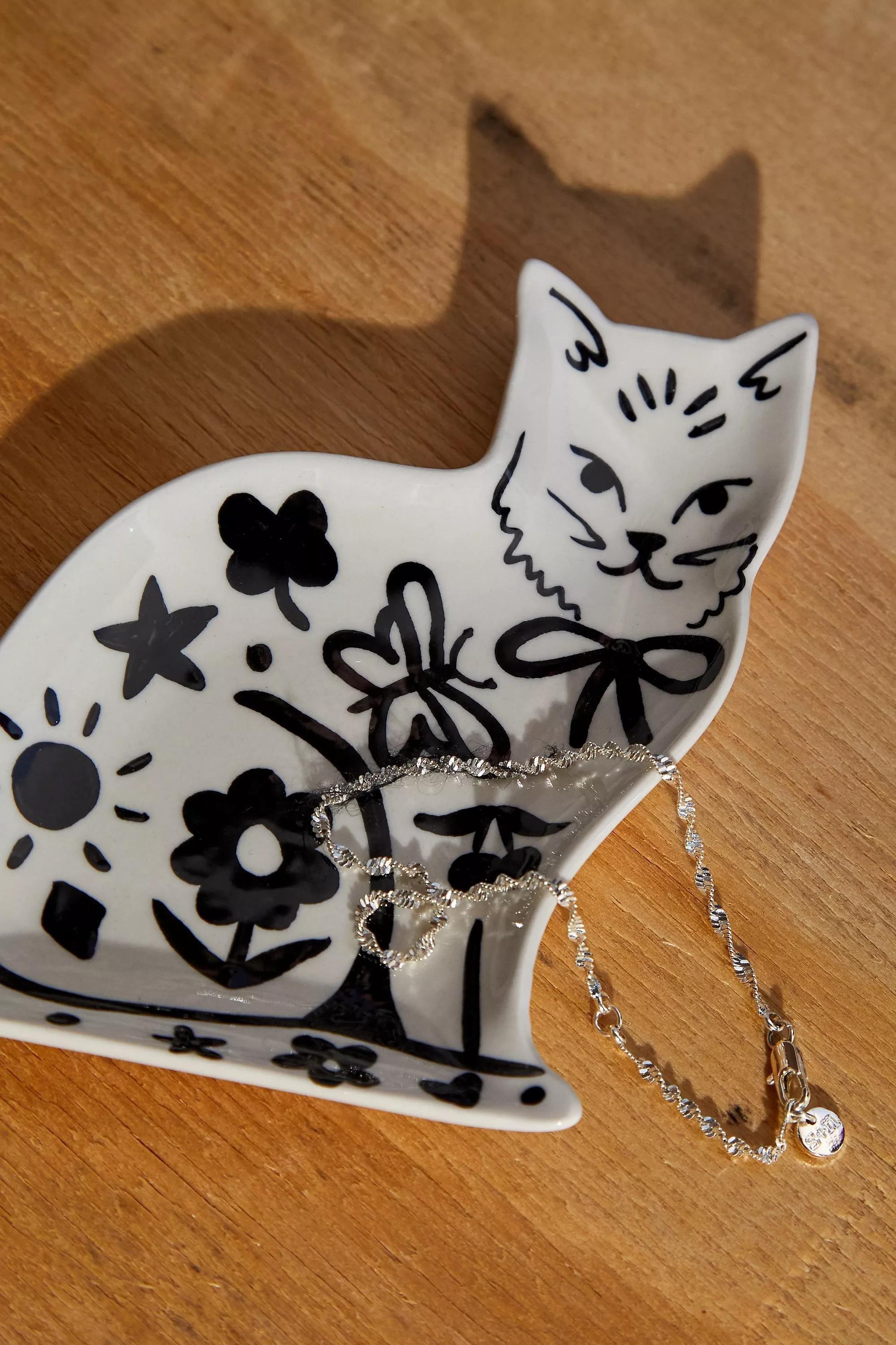 Multicolour Cat Ceramic Trinket Tray, ASSORT, large image number 0