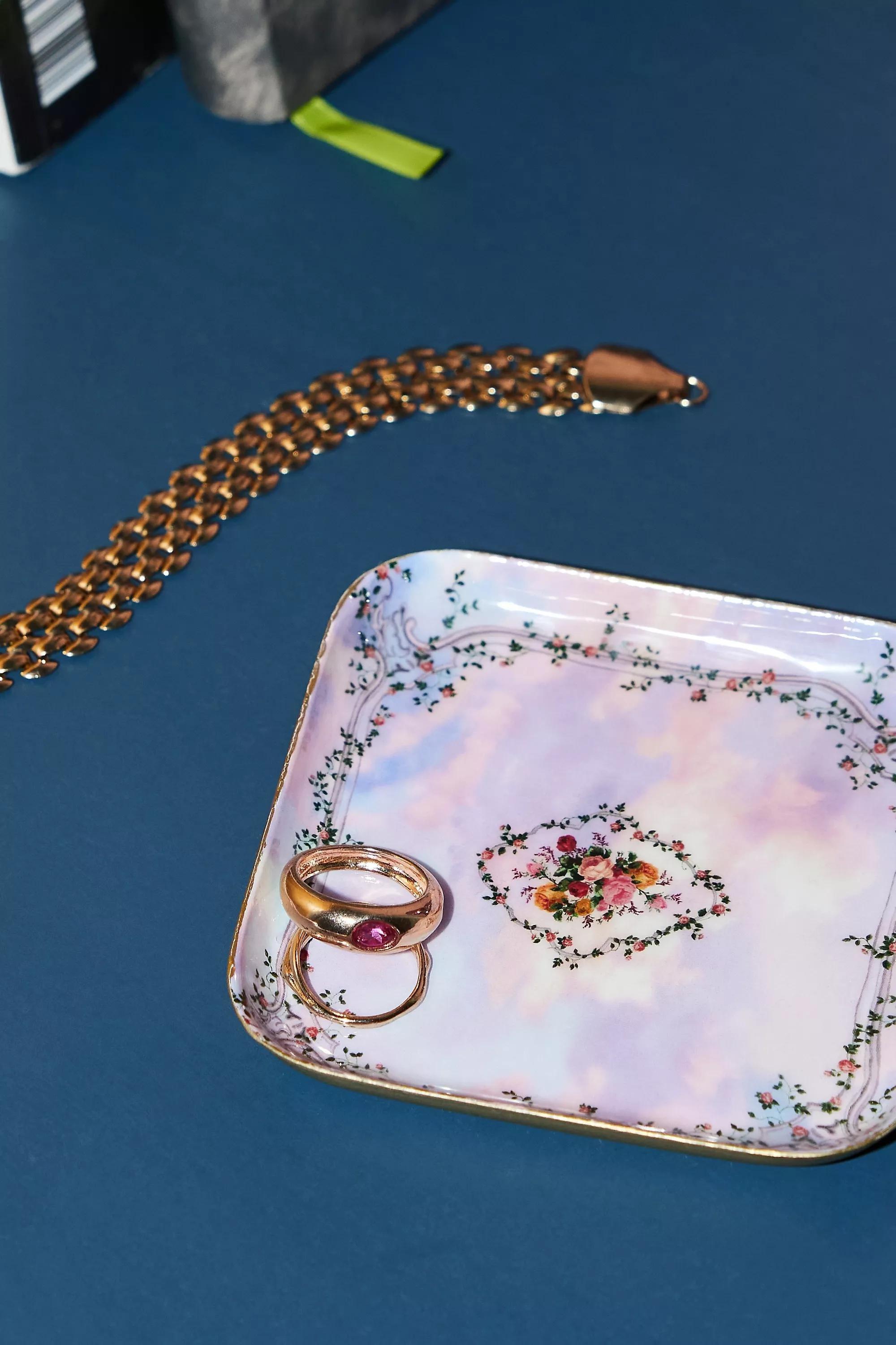 Multicolour Floral Cloud Trinket Tray, , medium