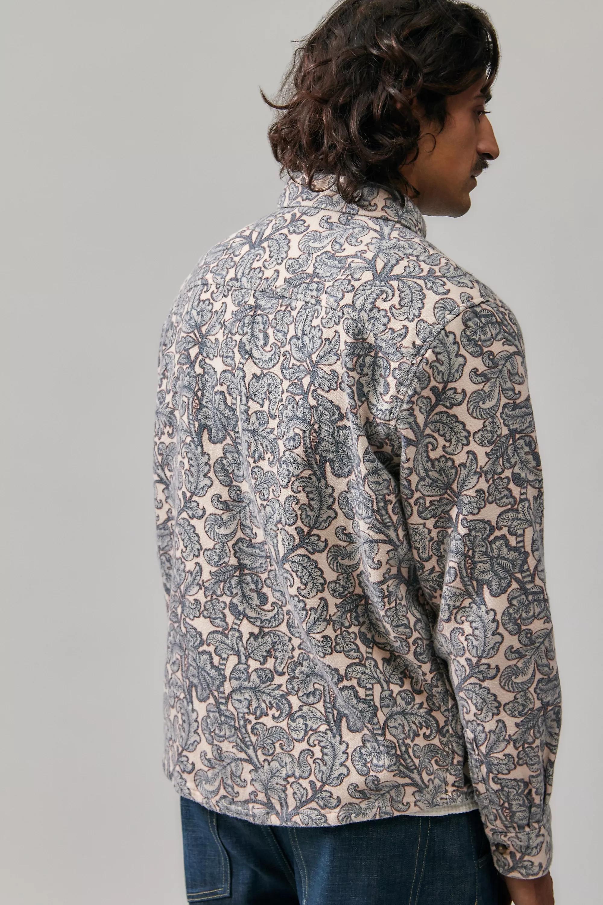 Grey UO Botanical Print Overshirt, , large image number 3