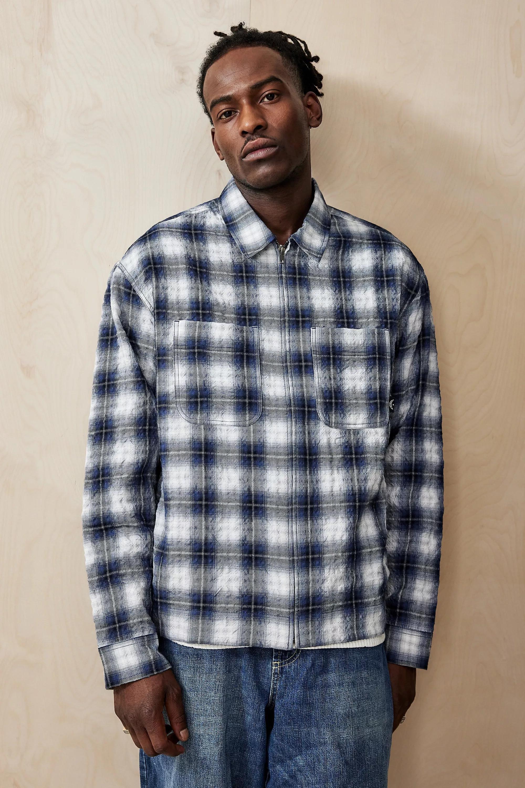 Navy UO Zip-Through Overshirt, , large image number 0