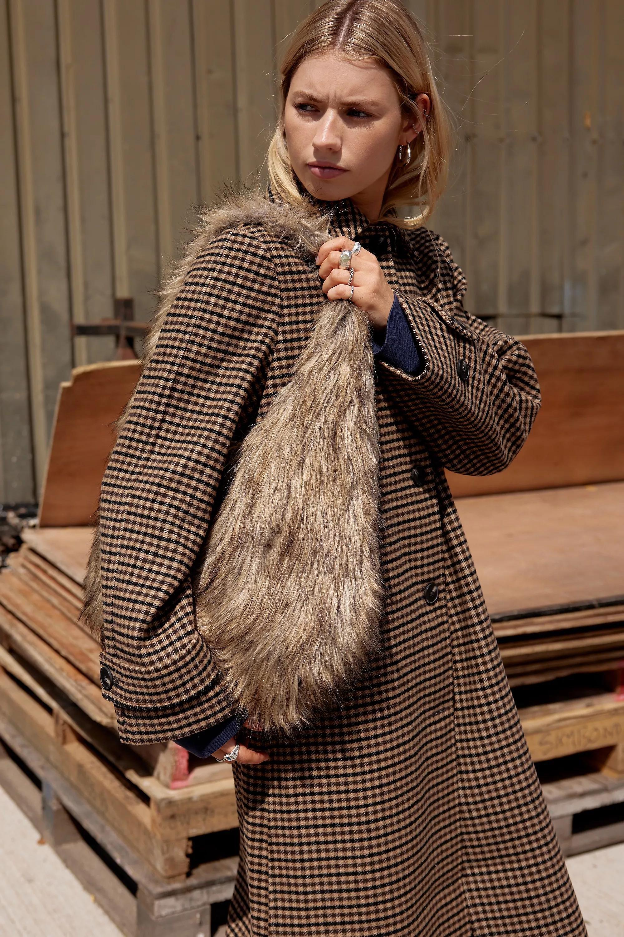 Brown Uo Jesse Faux Fur Shoulder Bag, BRN, large image number 0