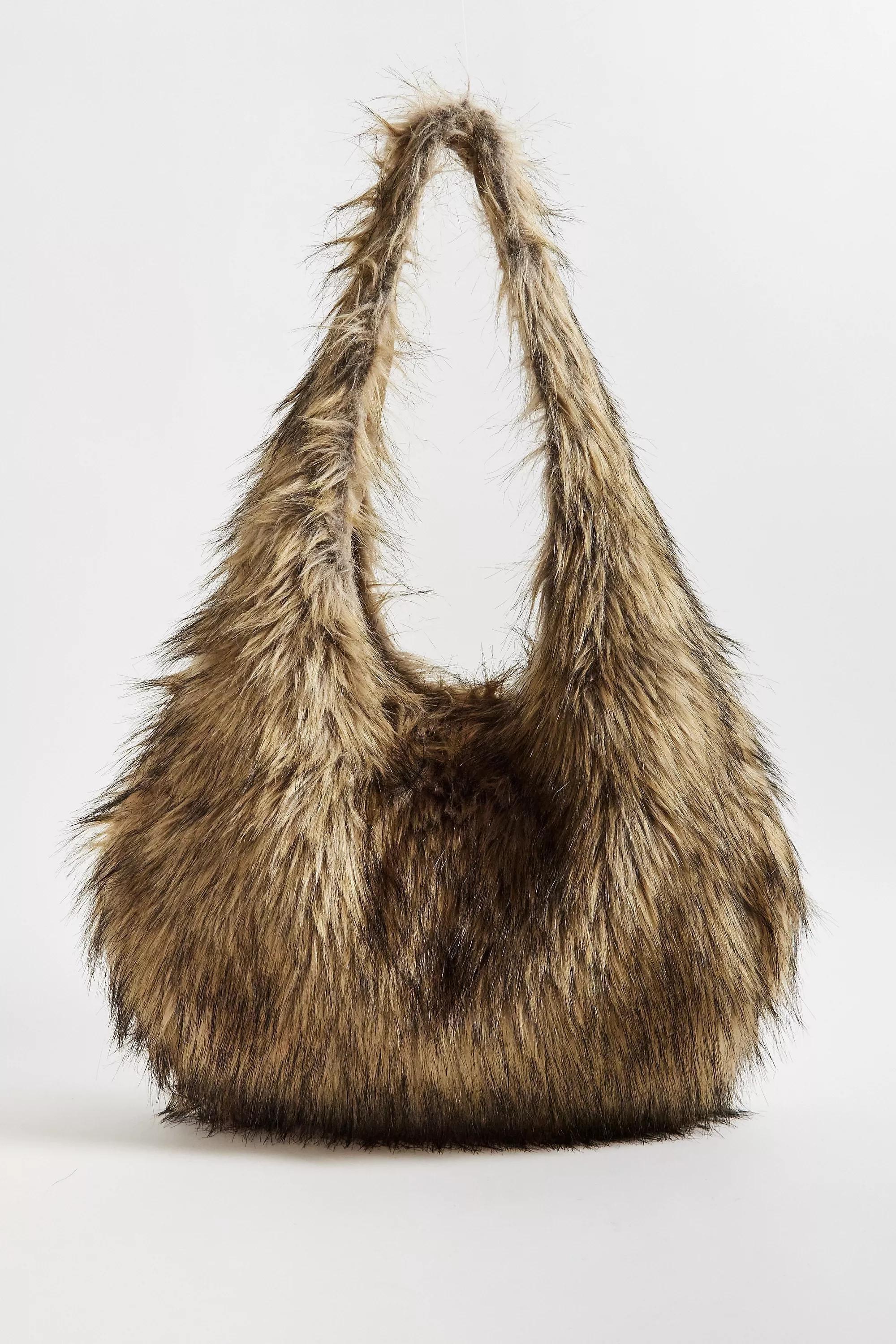 Brown Uo Jesse Faux Fur Shoulder Bag, BRN, large image number 4