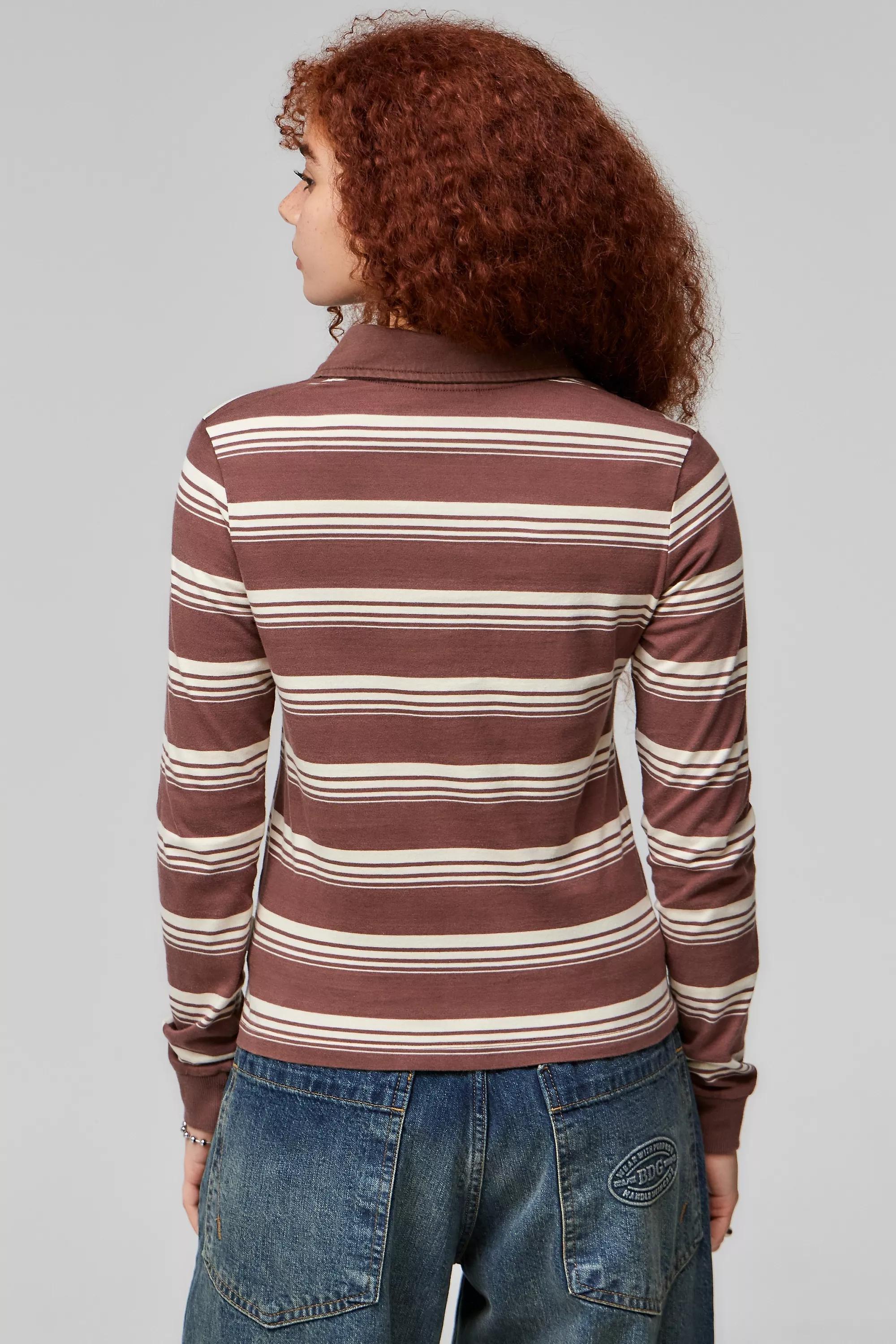 Brown Bdg Shrunken Stripe Rugby Shirt, , large image number 3