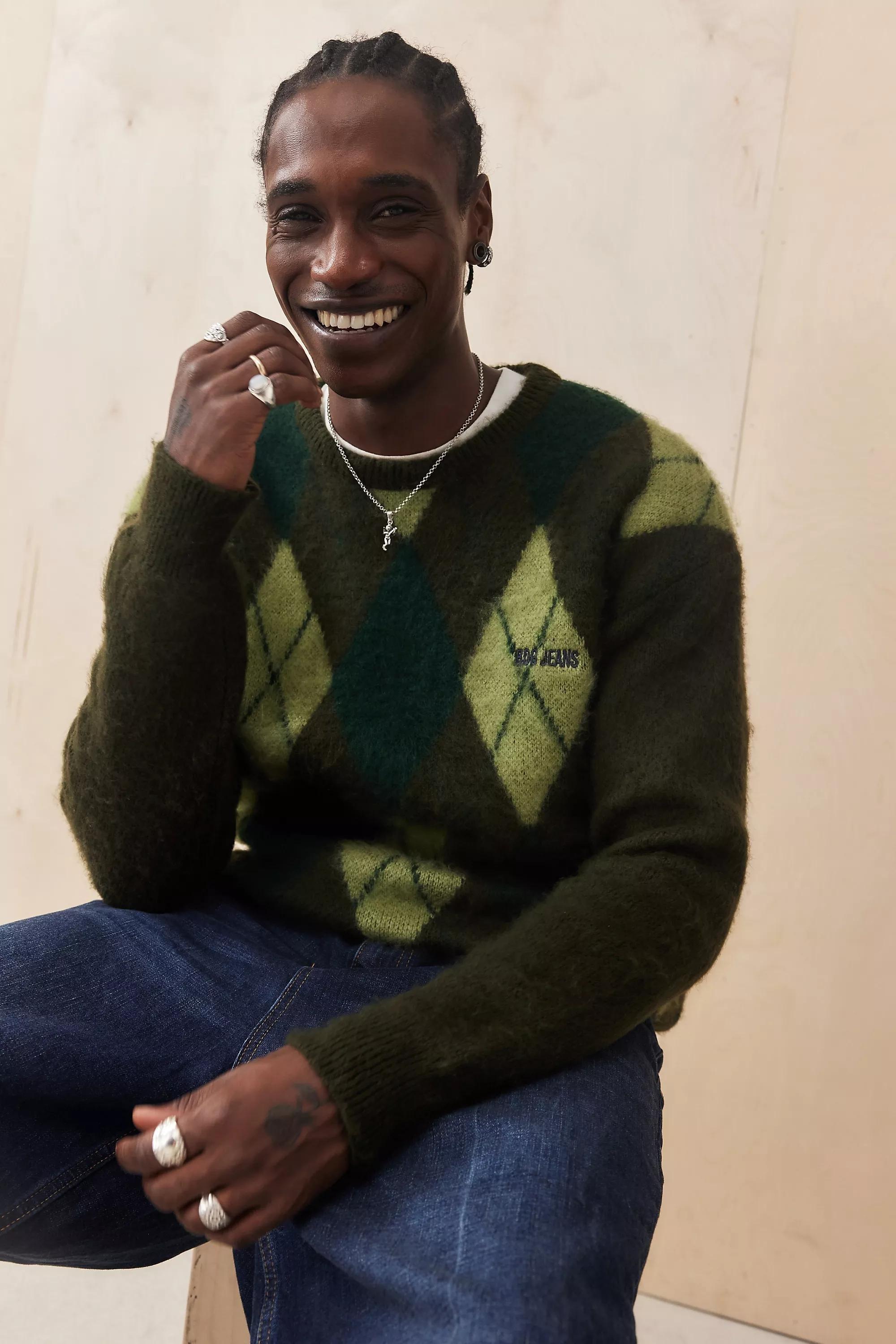 Green Bdg Argyle Knit Jumper, , large image number 0