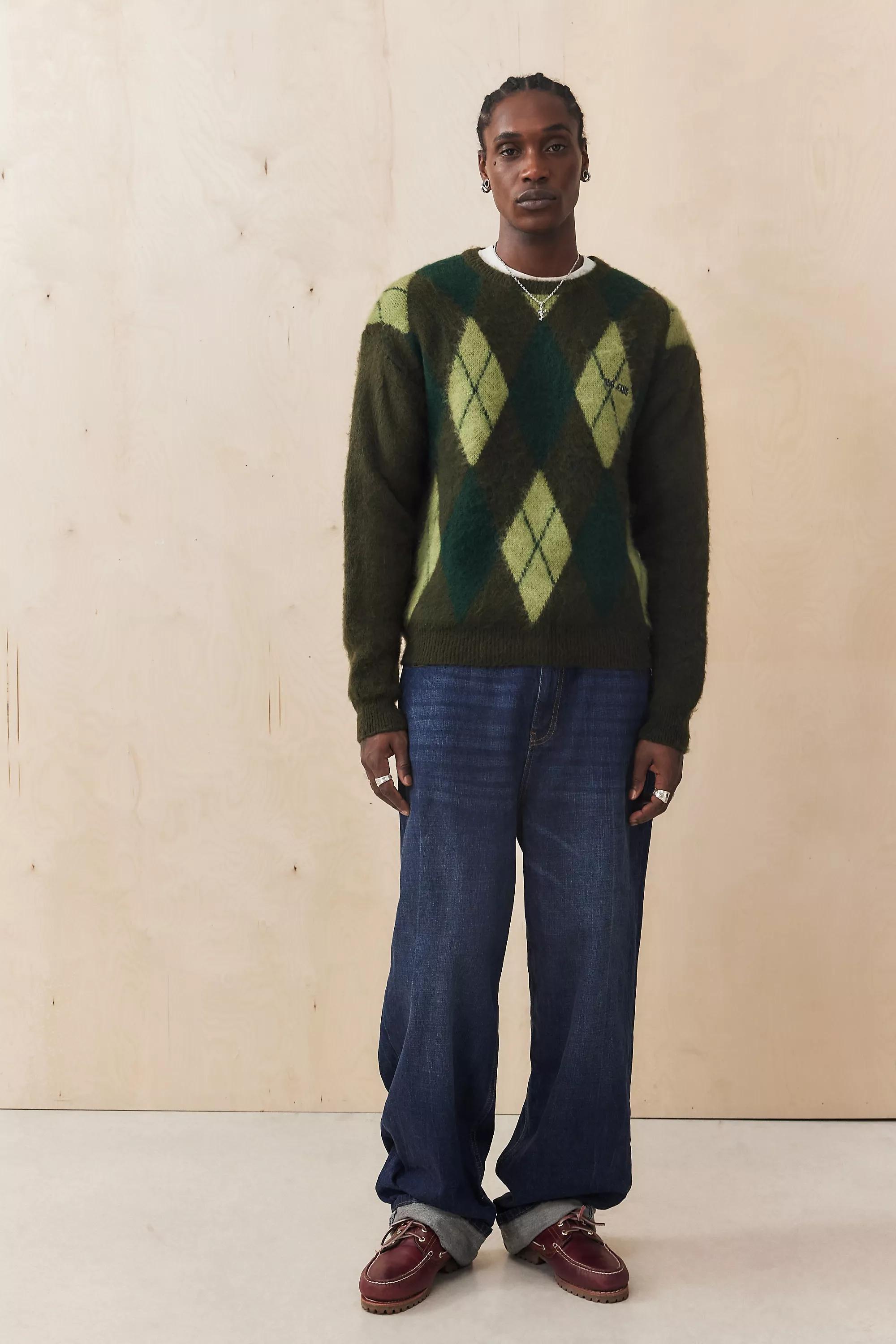 Green Bdg Argyle Knit Jumper, , large image number 2